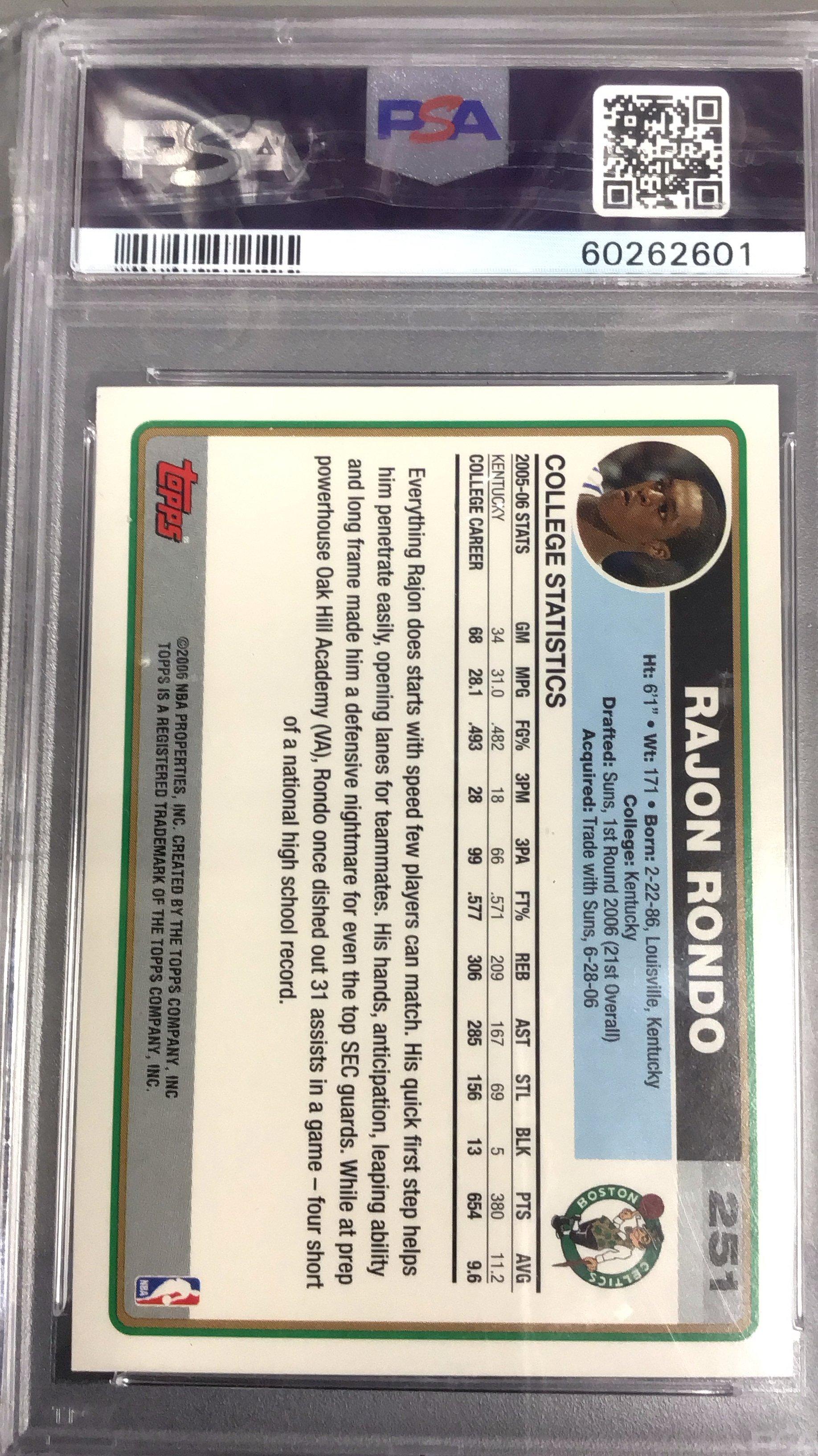 2006 Topps 251 Rajon Rondo PSA 10