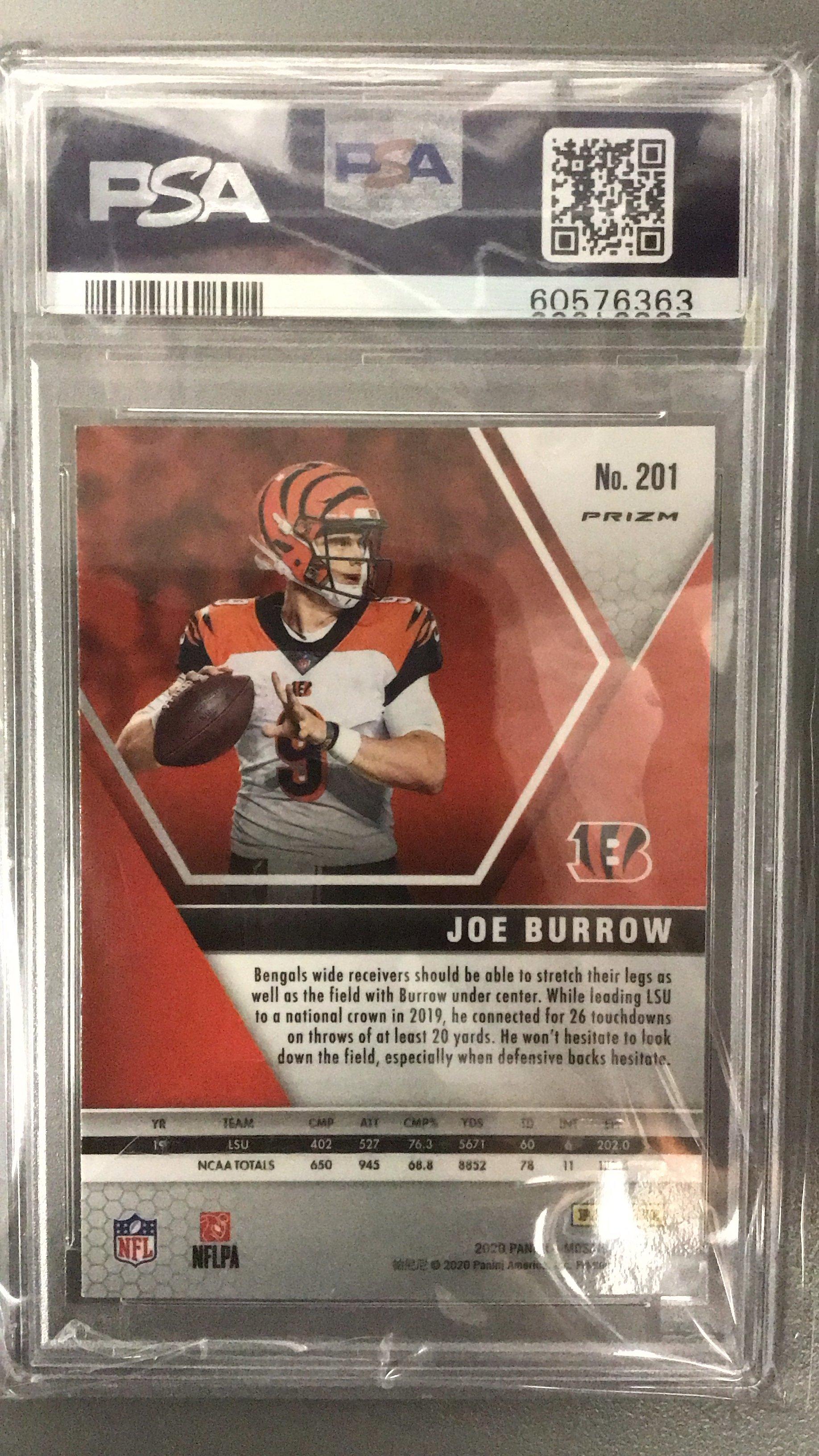 2020 Panini Mosaic 201 Joe Burrow Reactive Blue PSA