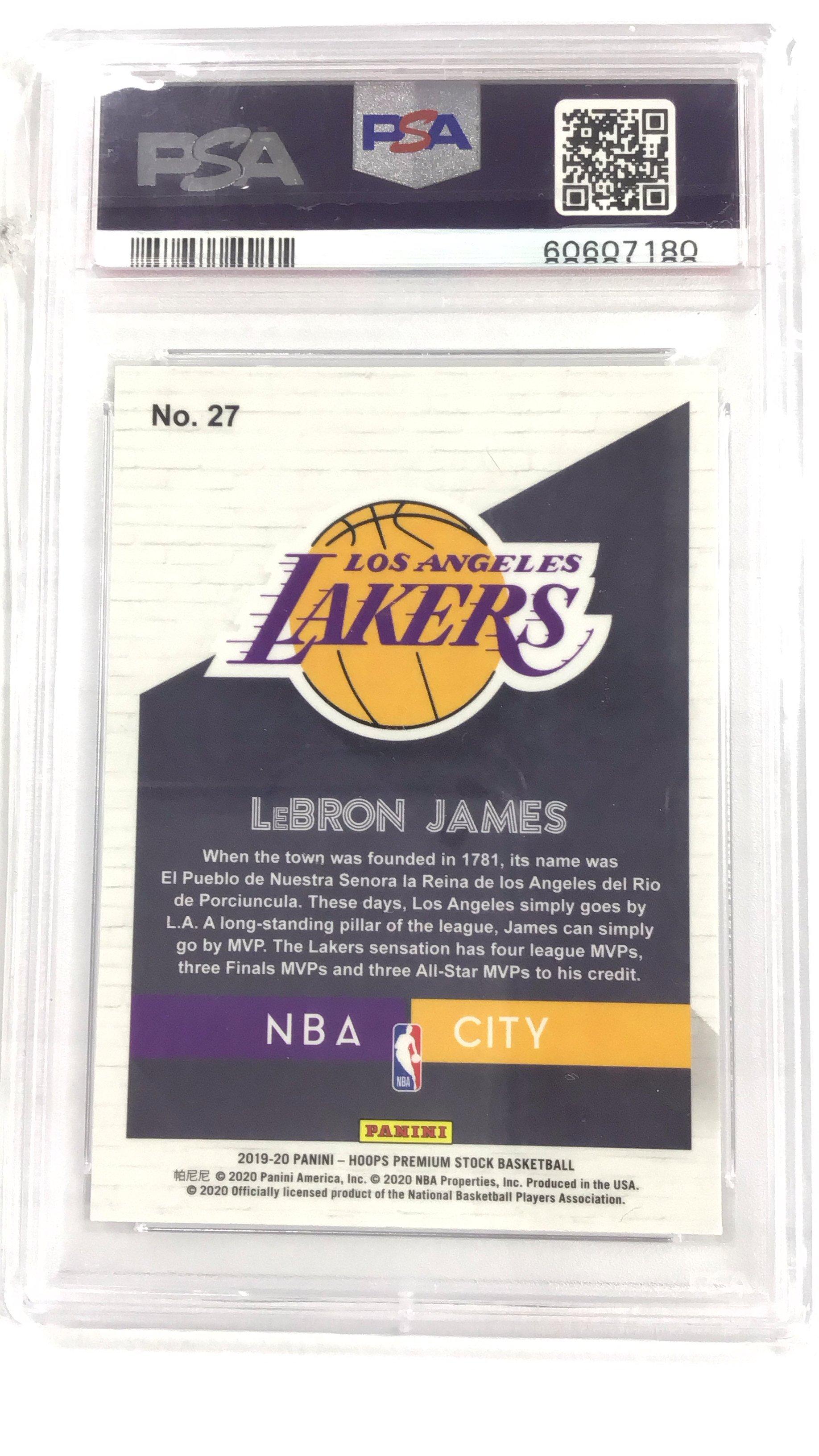 2019 Panini Hoops Premium Stock Nba City 27 Lebron James PSA 10
