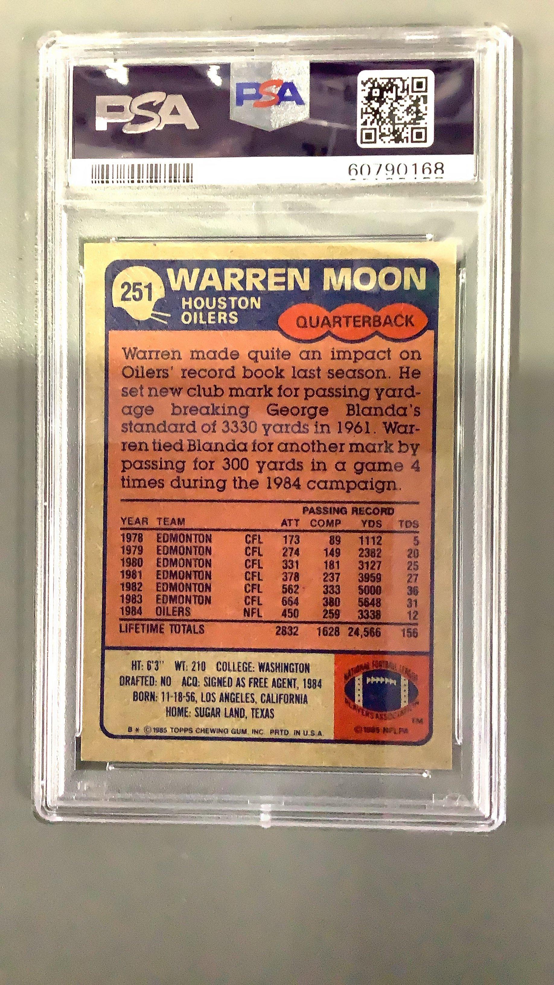 1985 Topps 251 Warren Moon PSA 8