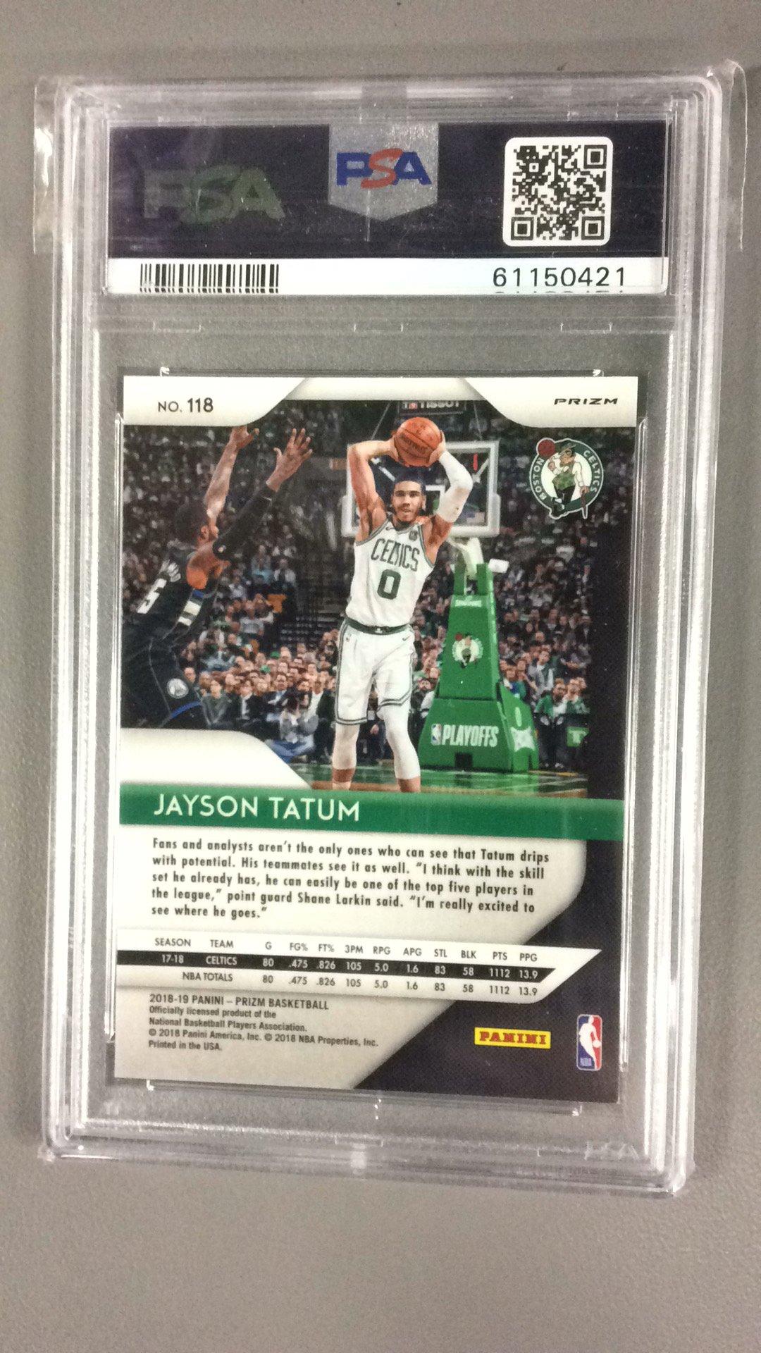 2018 Panini Prizm 118 Jayson Tatum Fast Break Prizm PSA 9