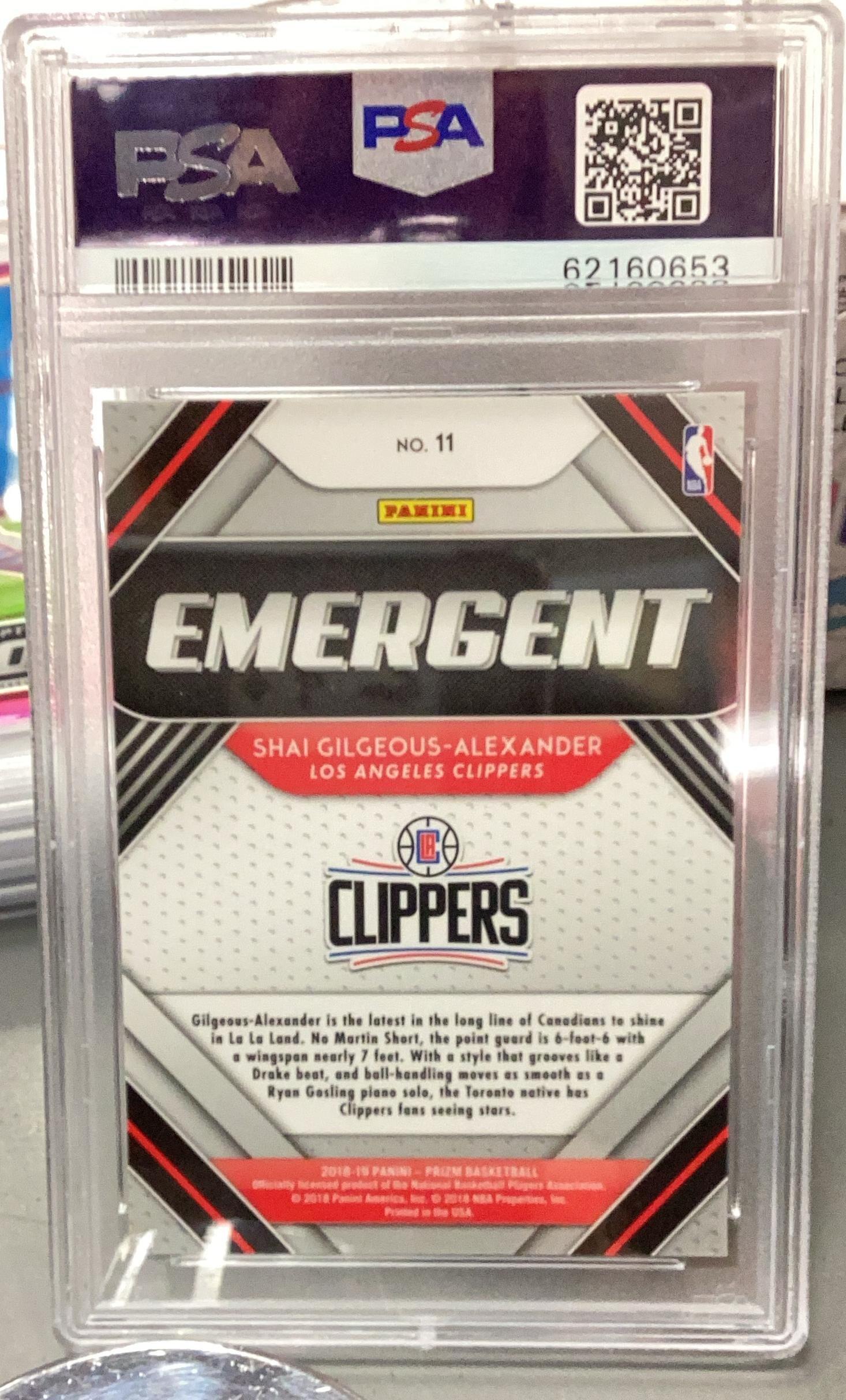 2018 Panini Prizm Emergent 11 Shai Gilgeous-alexander PSA 10