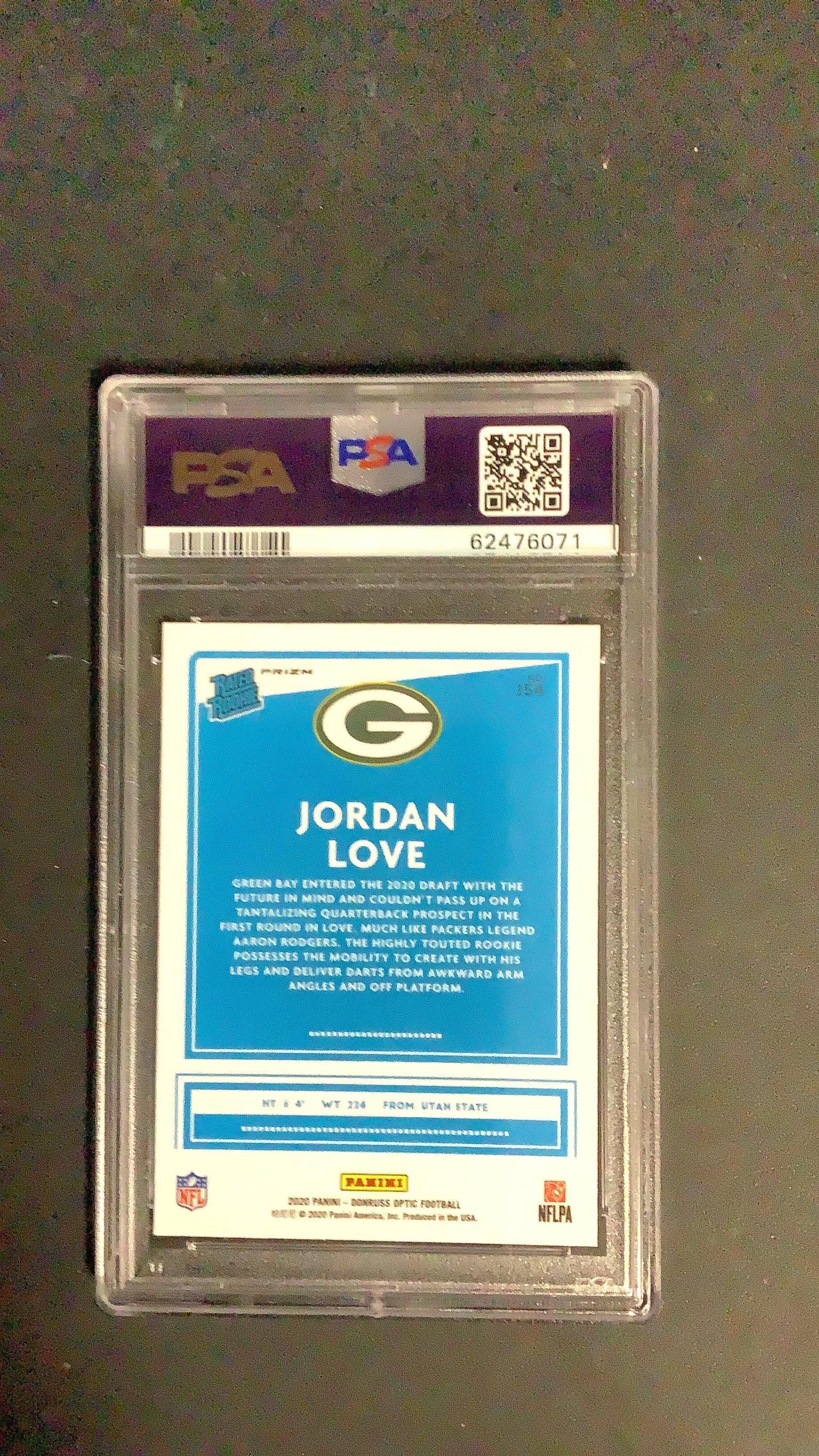 2020 Panini Donruss Optic 154 Jordan Love Blue Scope PSA