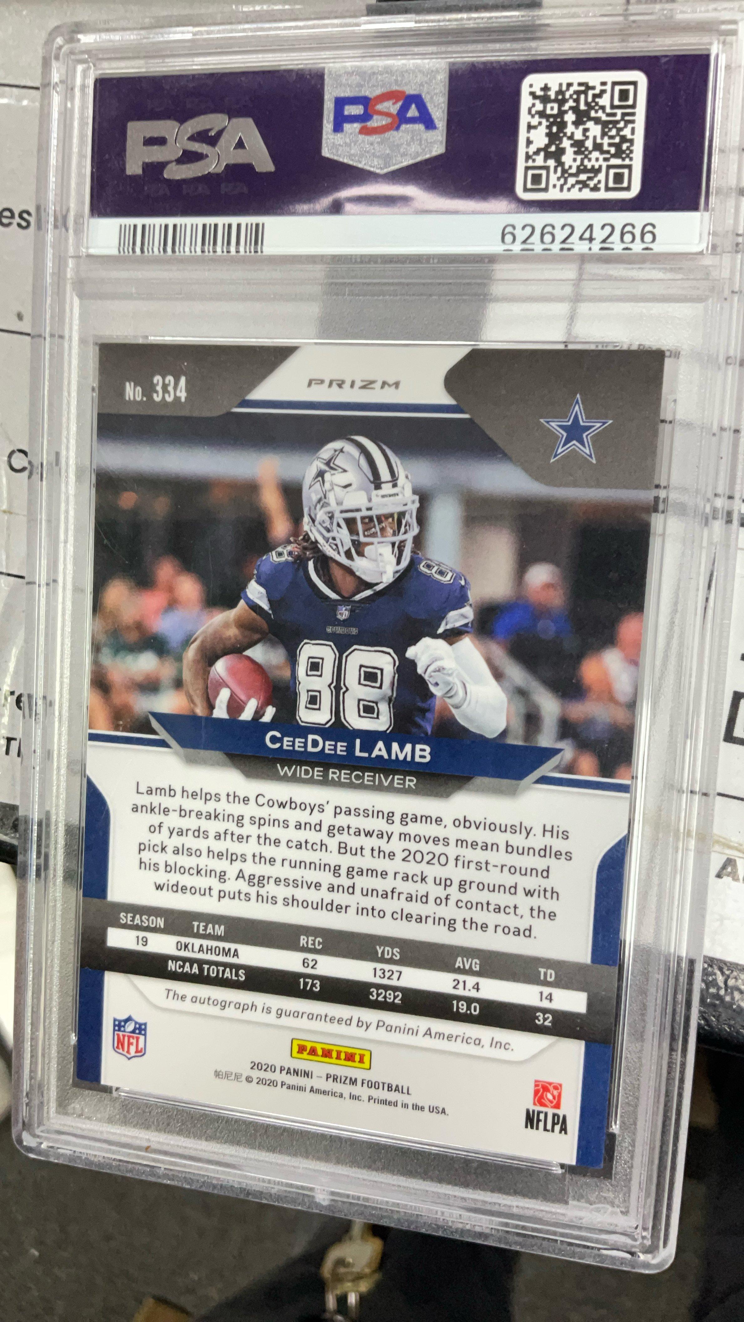 2020 Panini Prizm 334 Ceedee Lamb Autograph PSA 10