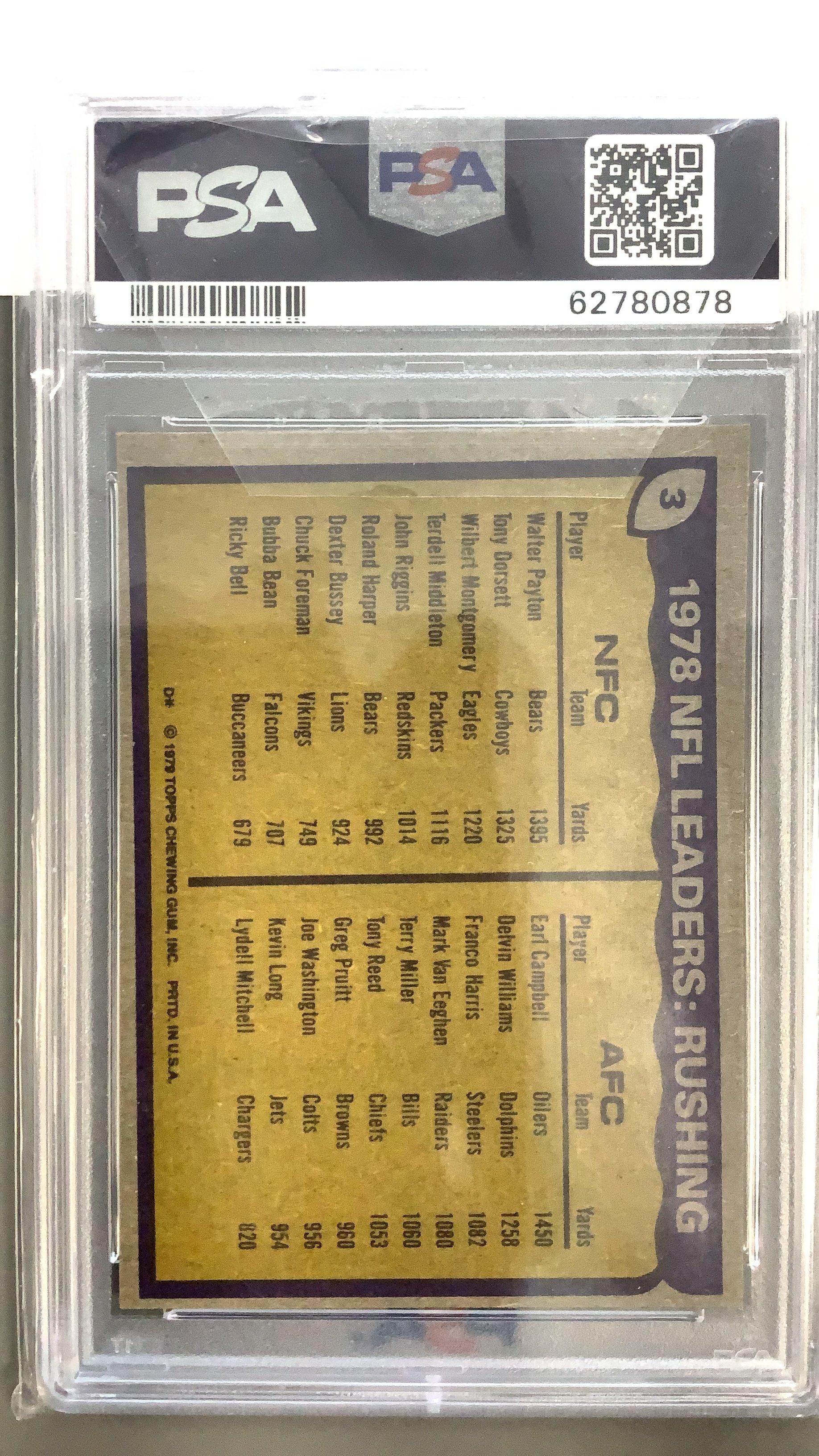 1979 Topps 3 Rushing Leaders PSA 8
