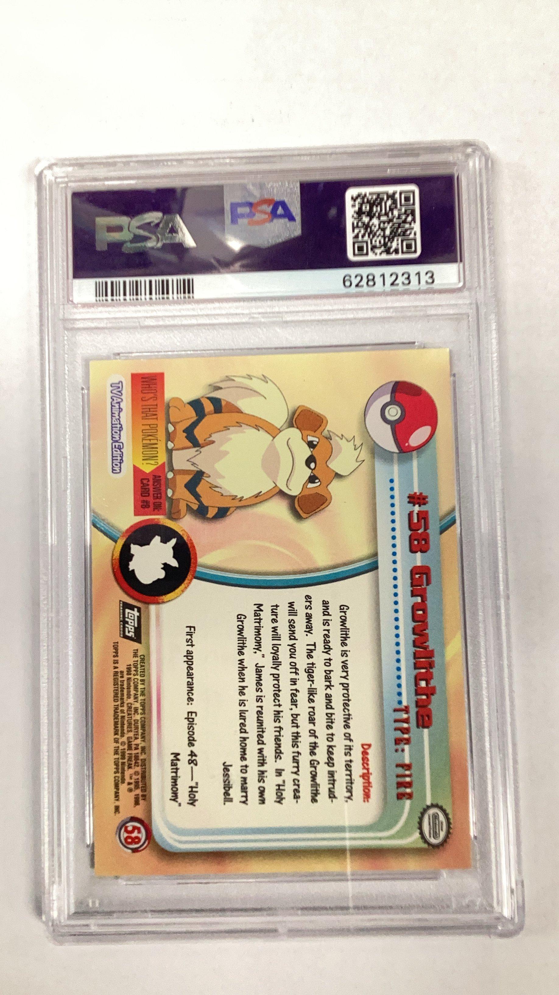 1999 Topps Pokemon Tv 58 Growlithe Foil PSA 8
