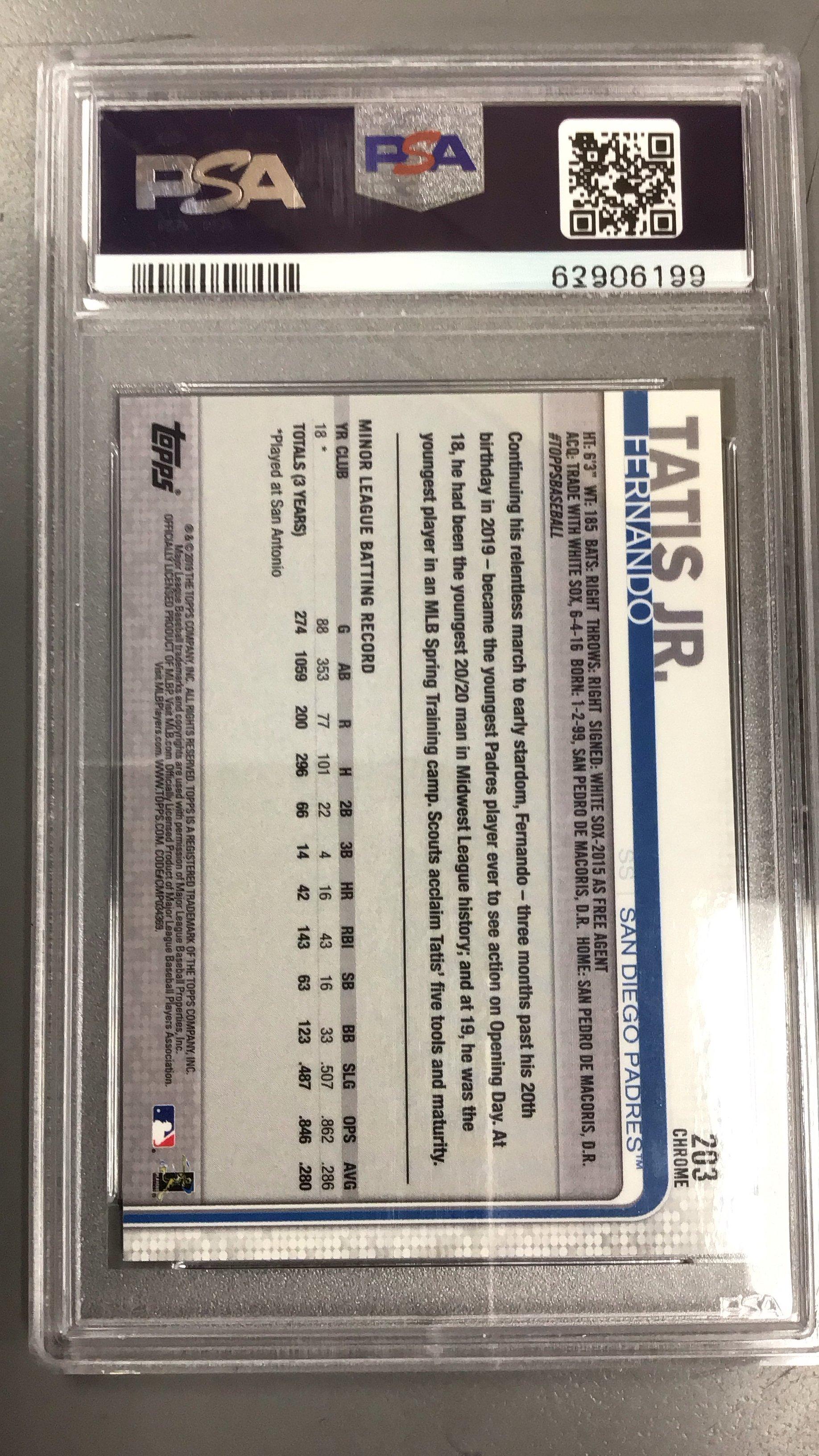 2019 Topps Chrome 203 Fernando Tatis Jr. Prism Refractor PSA 9