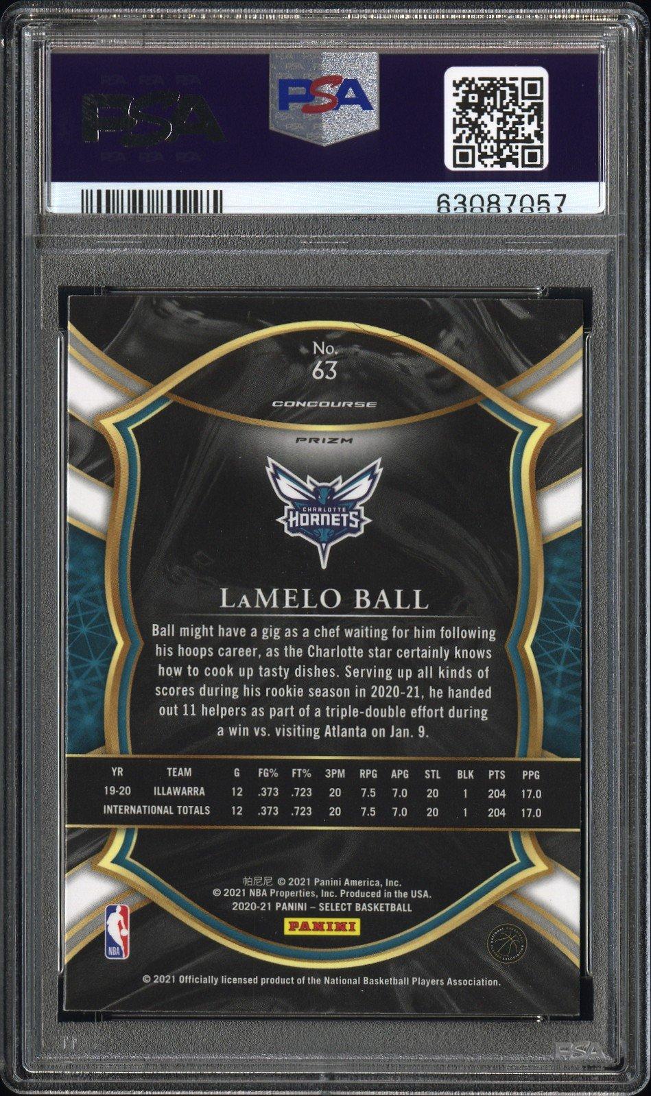 2020 Panini Select 63 Lamelo Ball Silver Prizm PSA 10