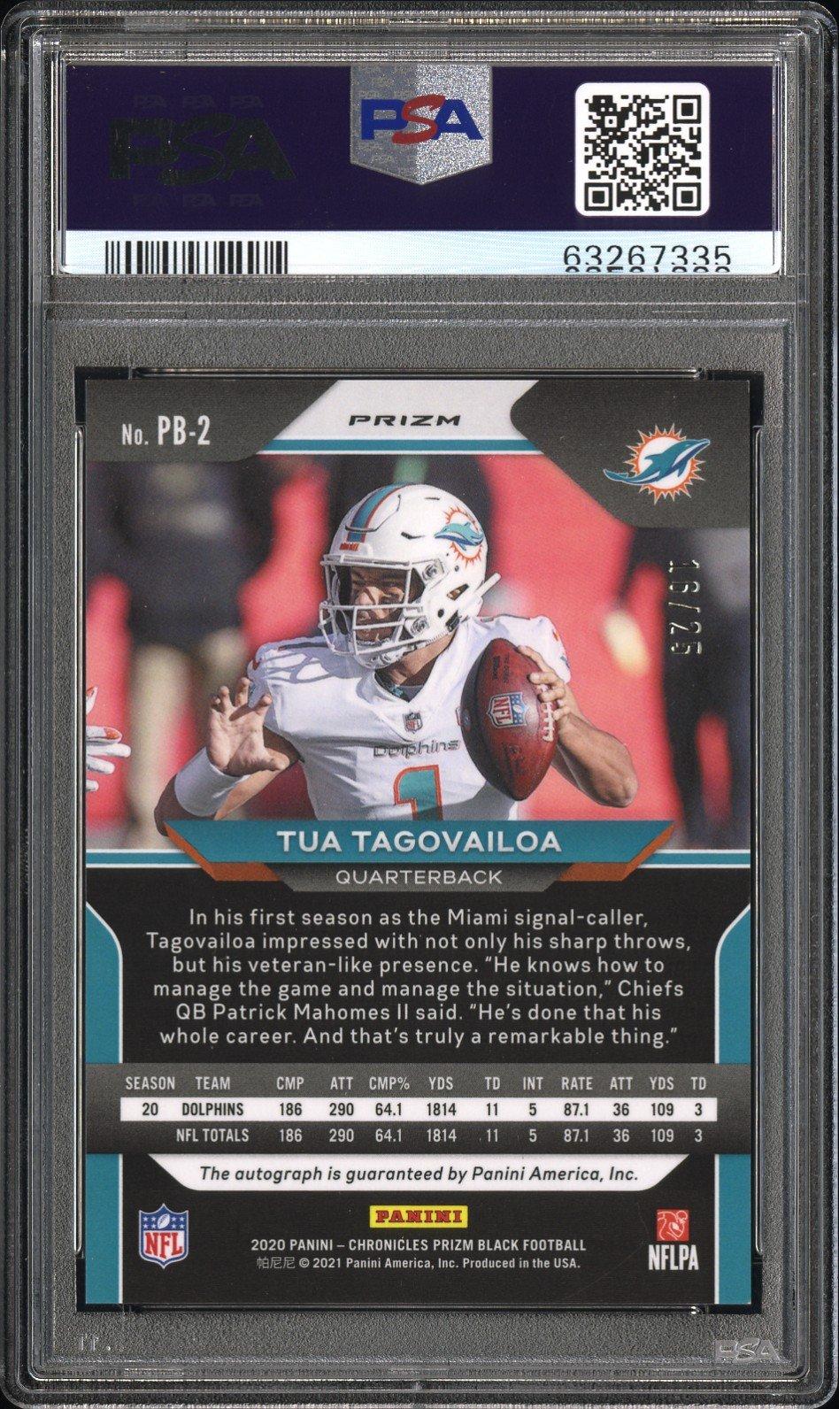 2020 Panini Chronicles Prizm Black Pb2 Tua Tagovailoa Signature