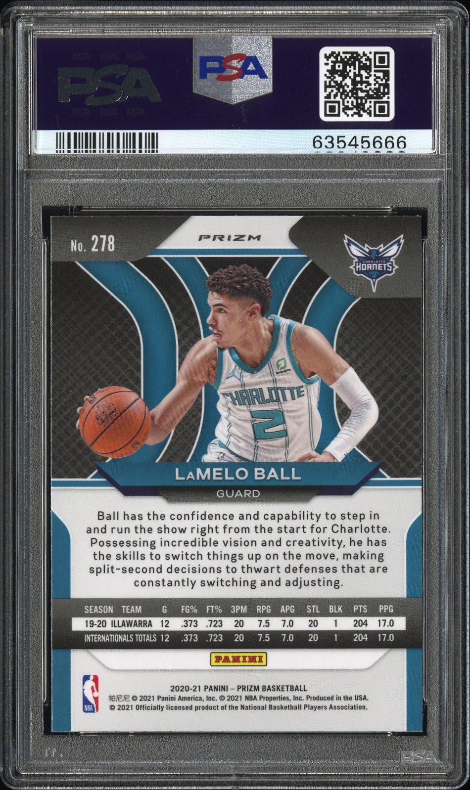 2020 Panini Prizm 278 Lamelo Ball Blue Wave Prizm PSA 10 Graded
