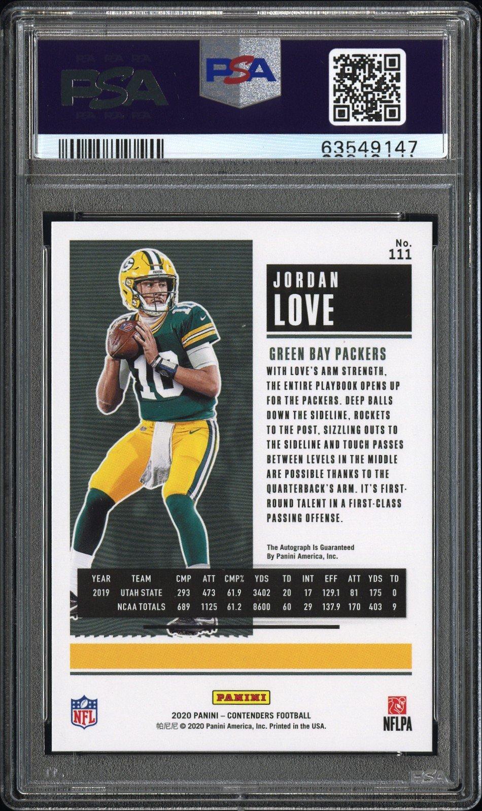 2020 Panini Contenders 111 Jordan Love Autograph PSA 8