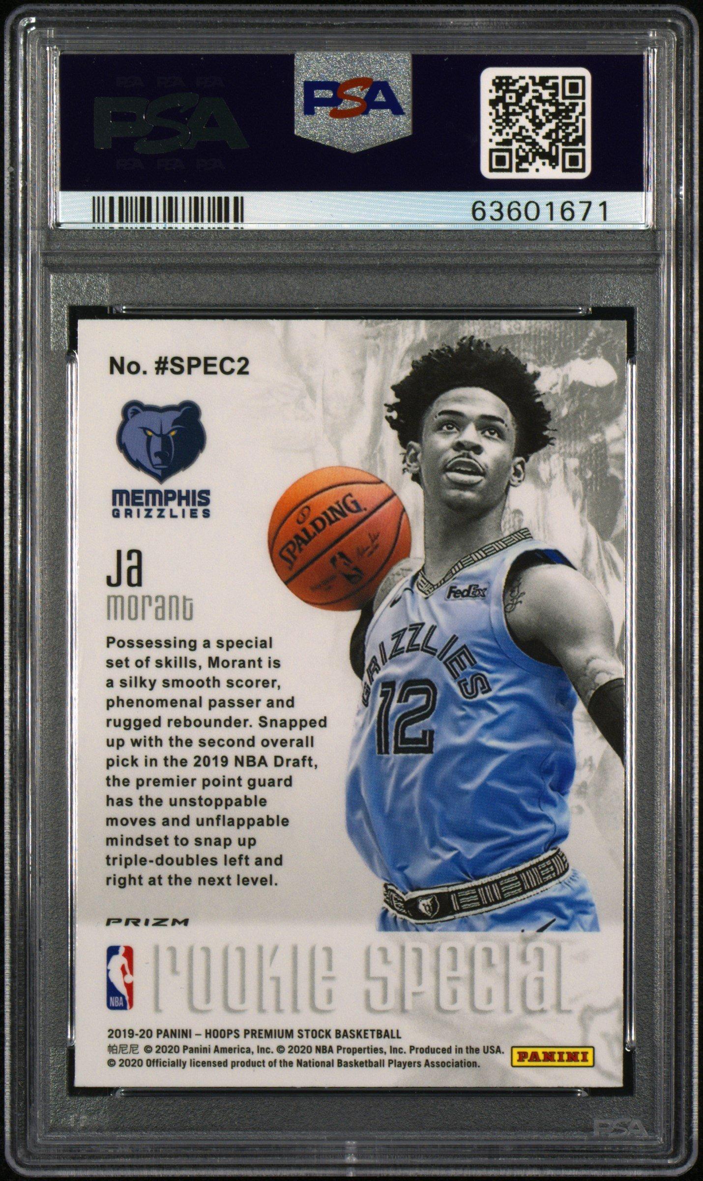 2019 Panini Hoops Premium Stock Rookie Special 2 Ja Morant Flash PSA 10