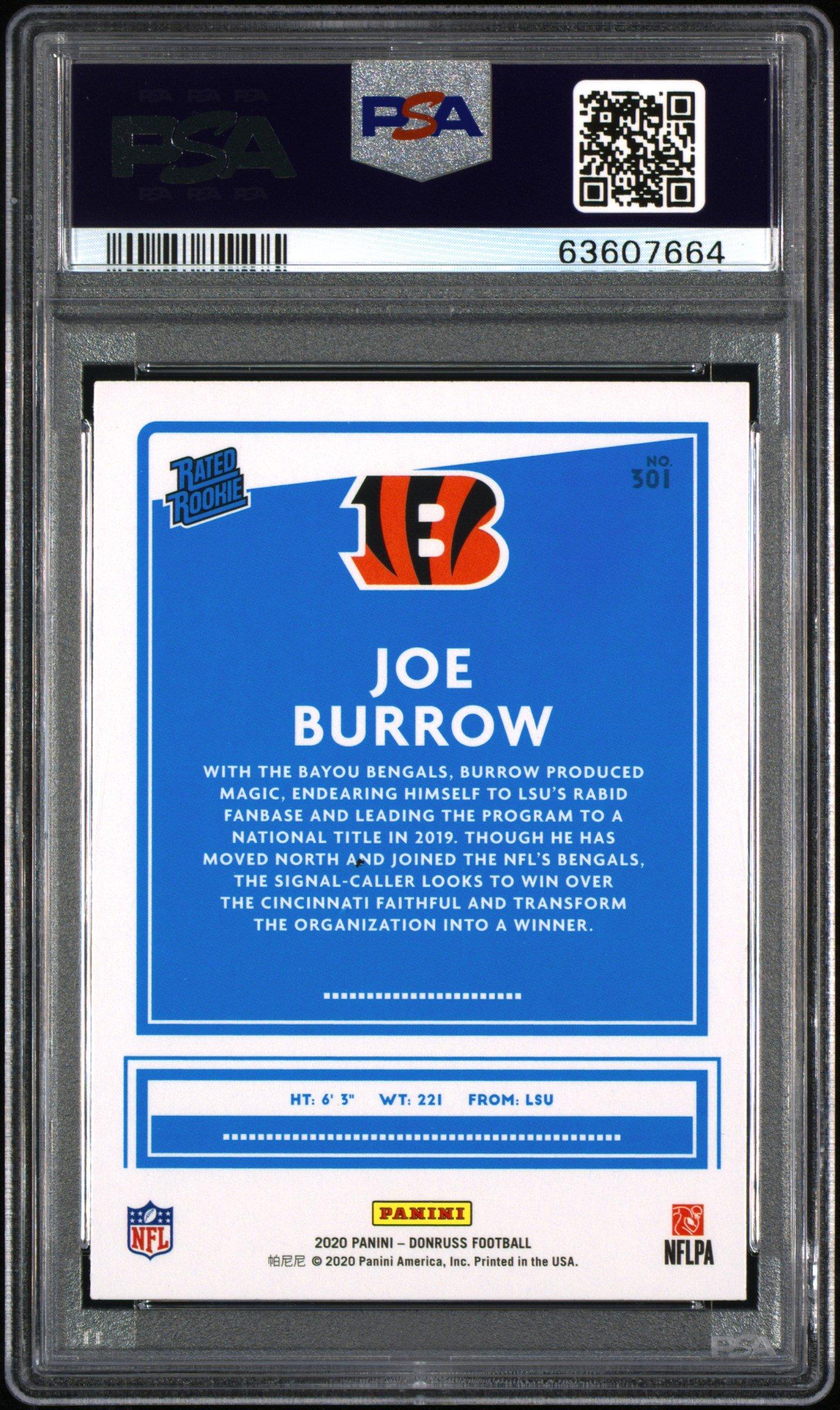 2020 Panini Donruss 301 Joe Burrow PSA 10