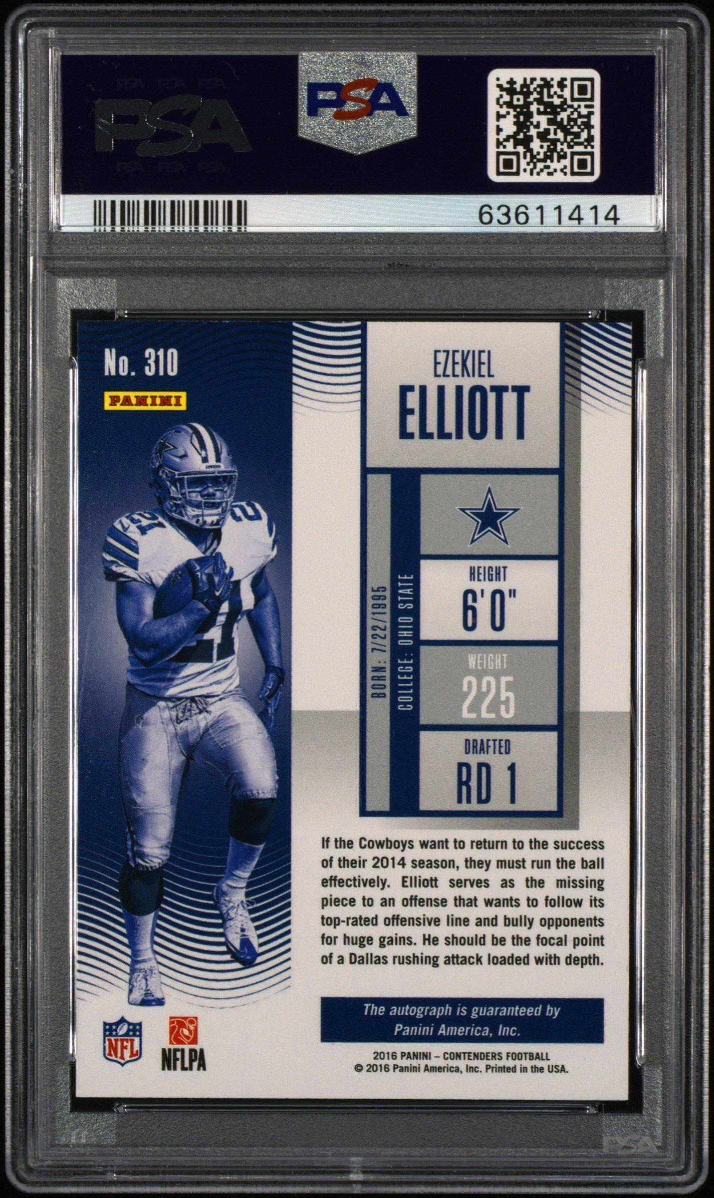 2016 Panini Contenders 310 Ezekiel Elliott Autograph PSA 10