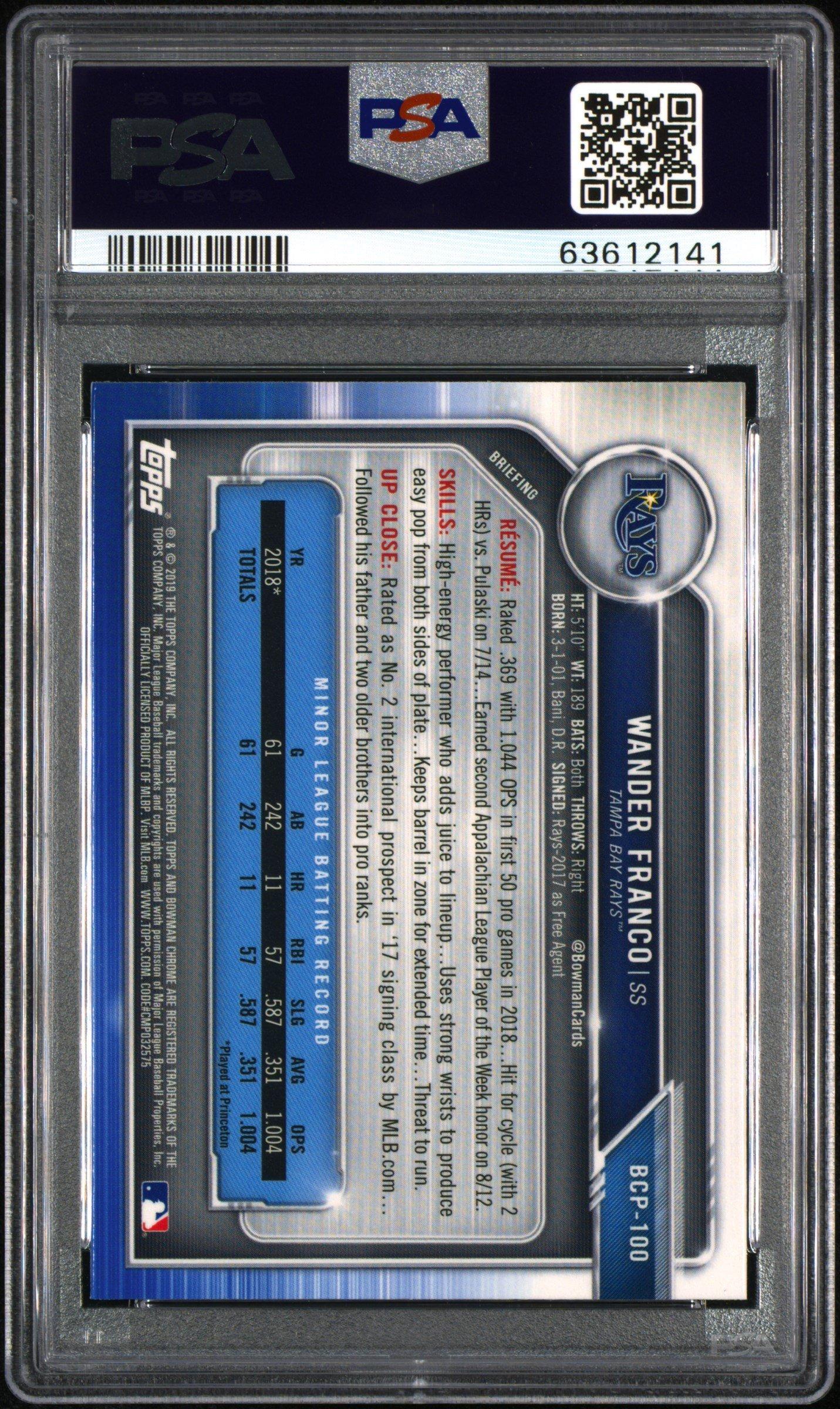 2019 Bowman Prospects Chrome 100 Wander Franco PSA 9