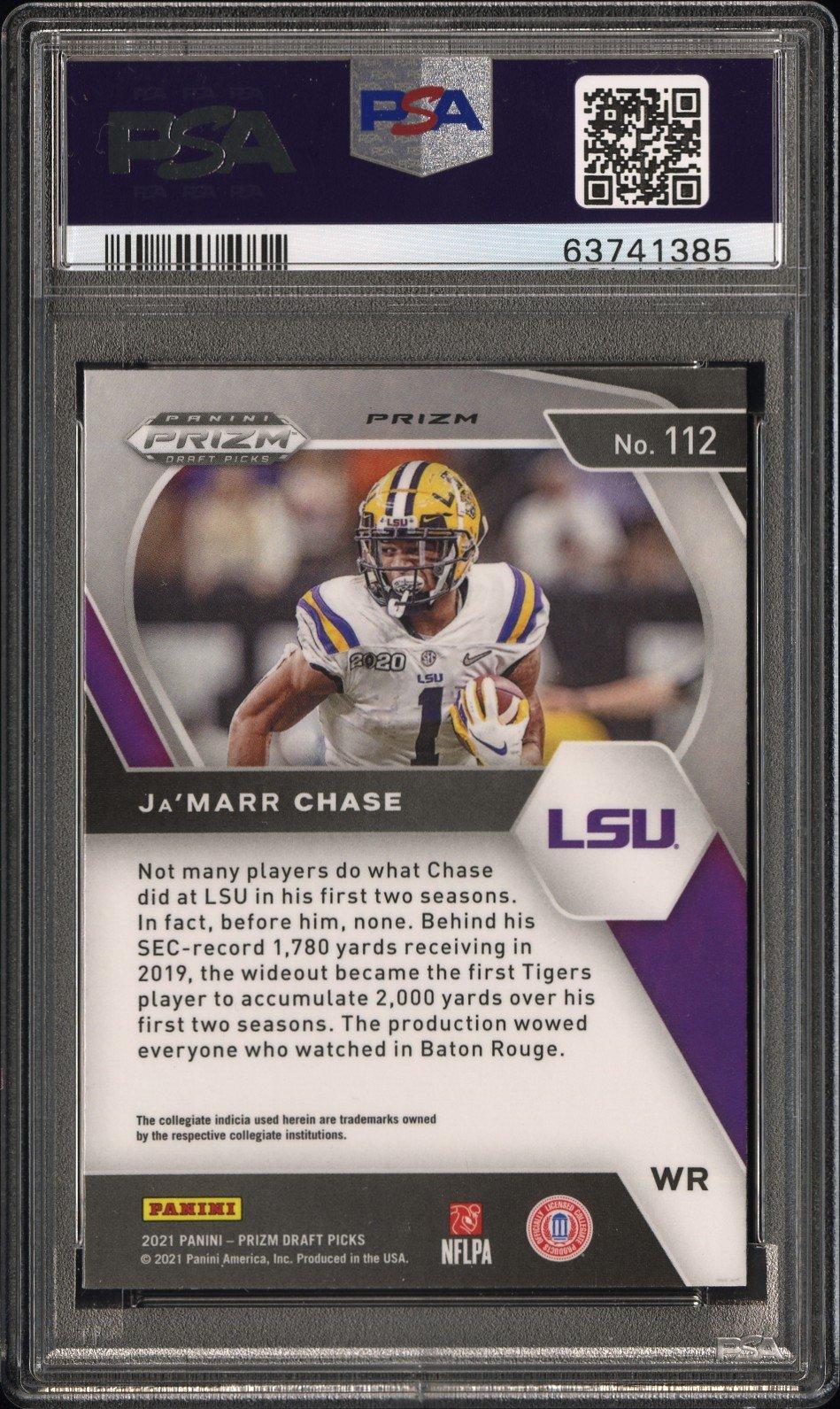2021 Panini Prizm Draft Picks 112 Ja'marr Chase Red/white/blue Prizm PSA 8
