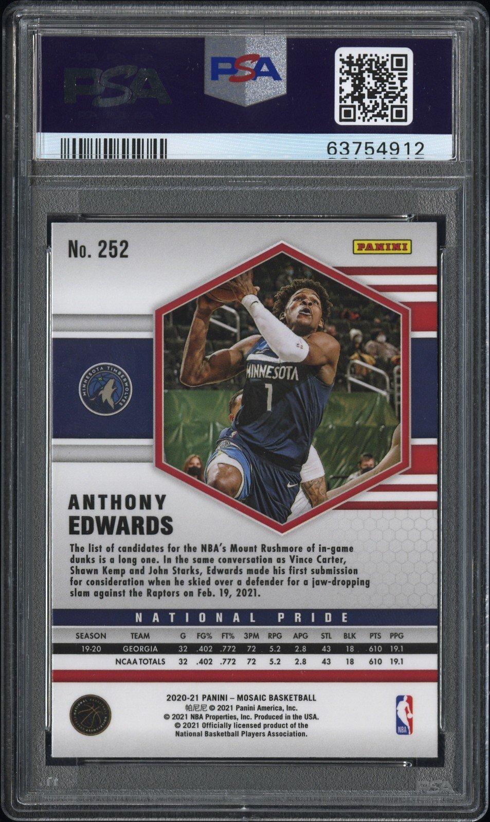 2020 Panini Mosaic Anthony Edwards PSA