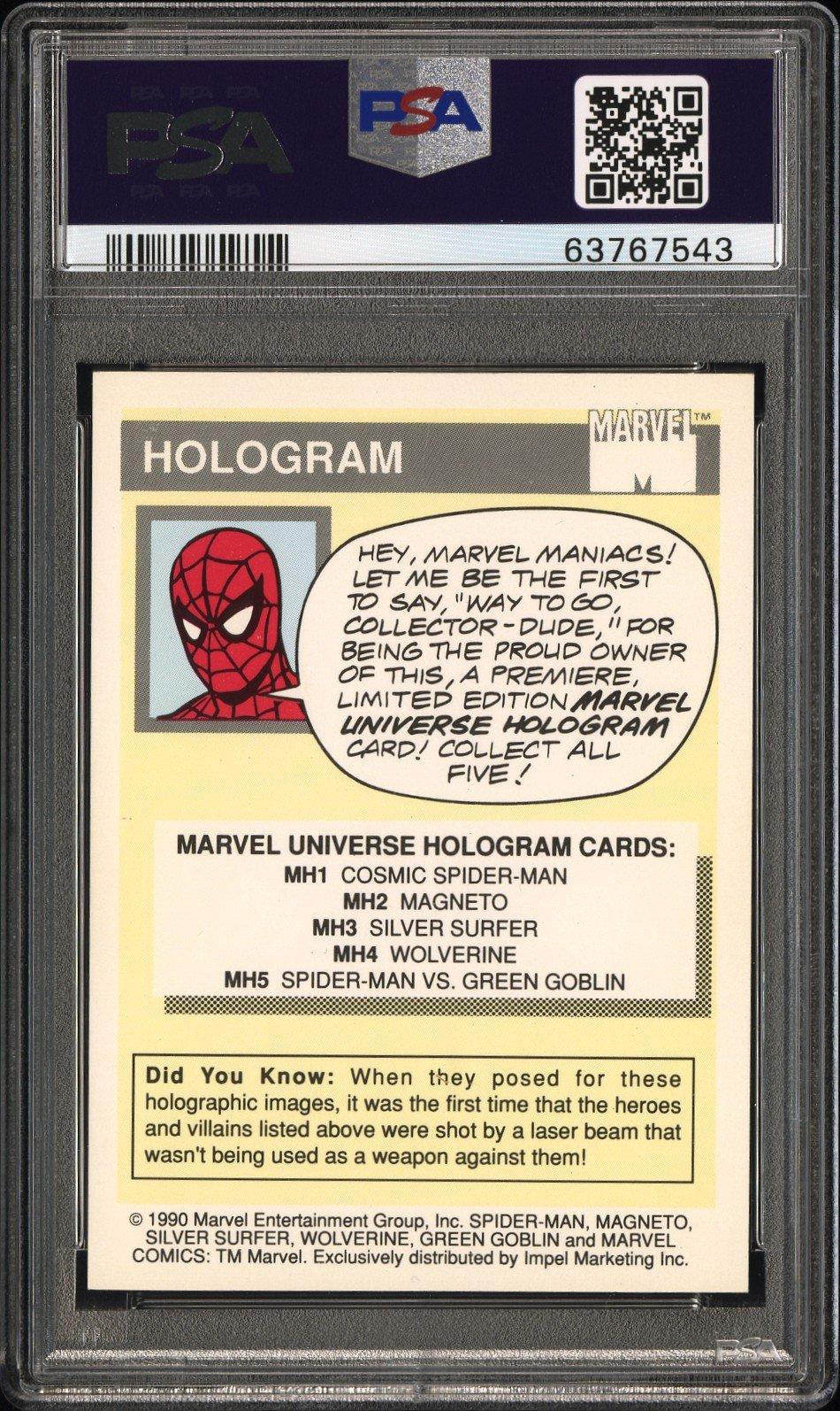 1990 Marvel Universe Hologram Mh1 Cosmic Spider-man PSA