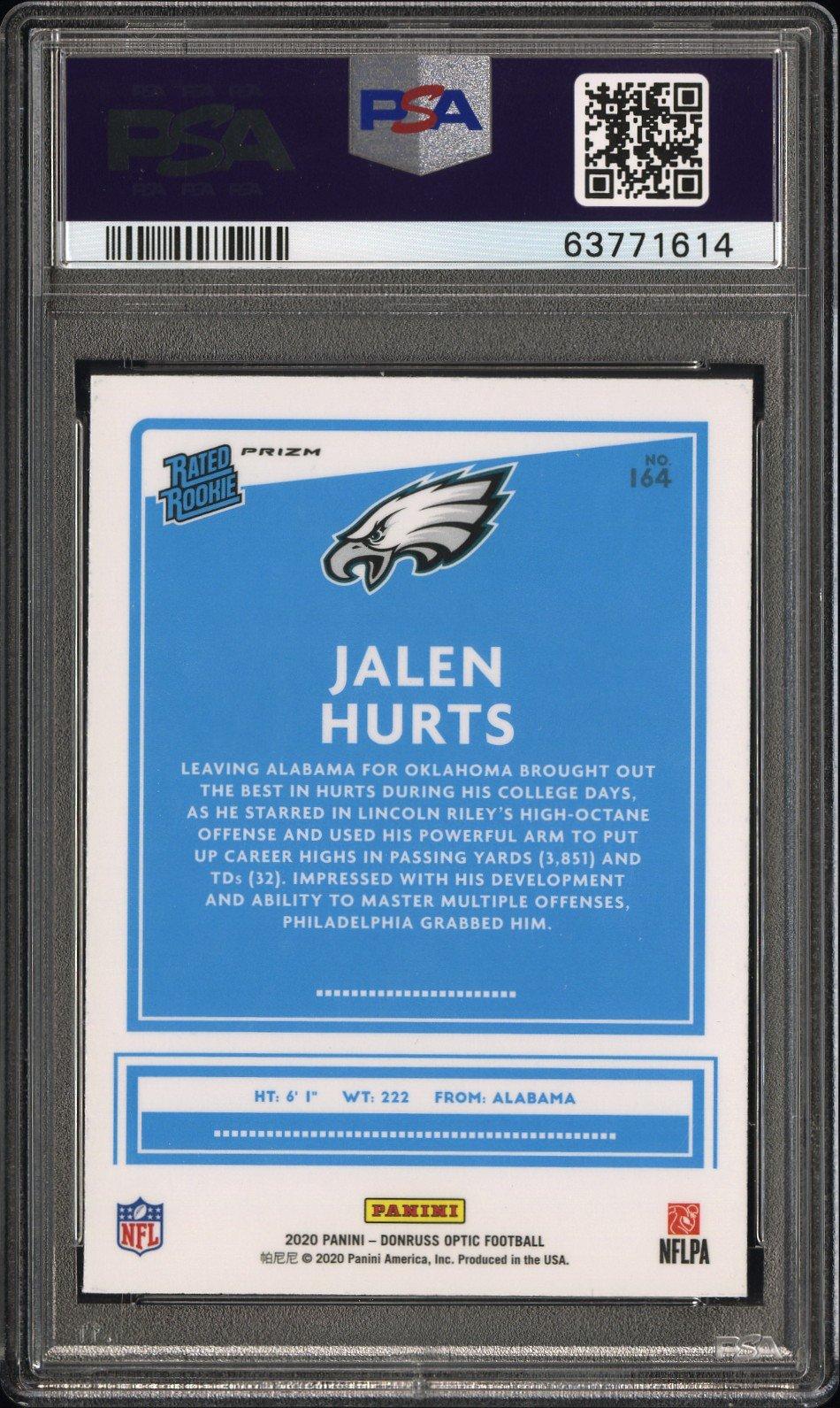 2020 Panini Donruss Optic 164 Jalen Hurts PSA