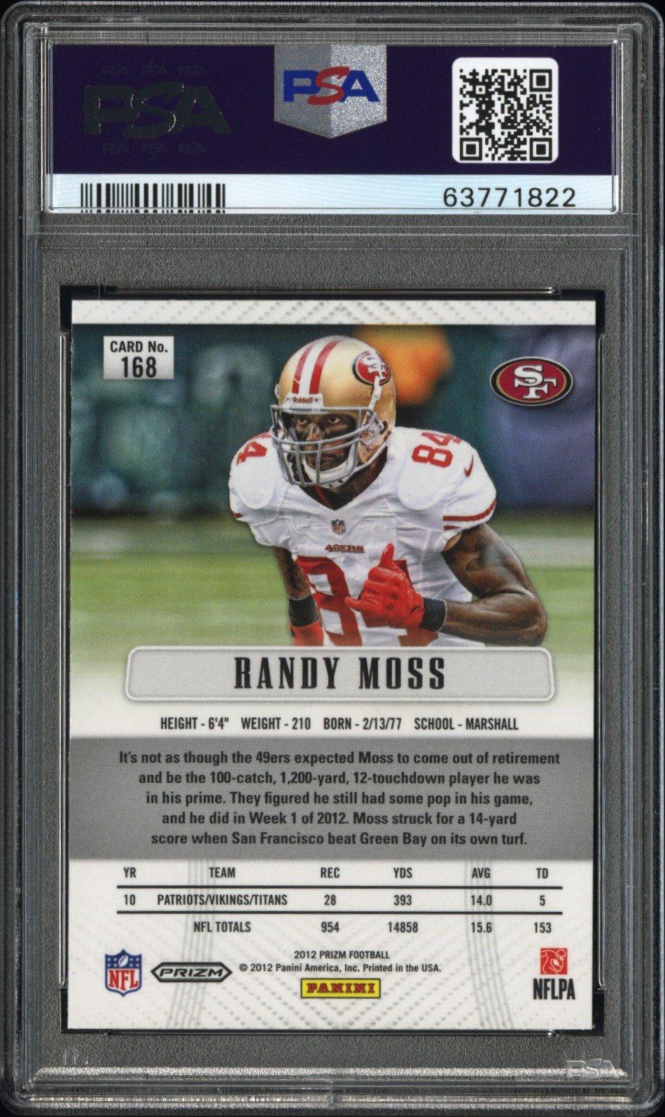 2012 Panini Prizm 168 Randy Moss Prizm PSA 10