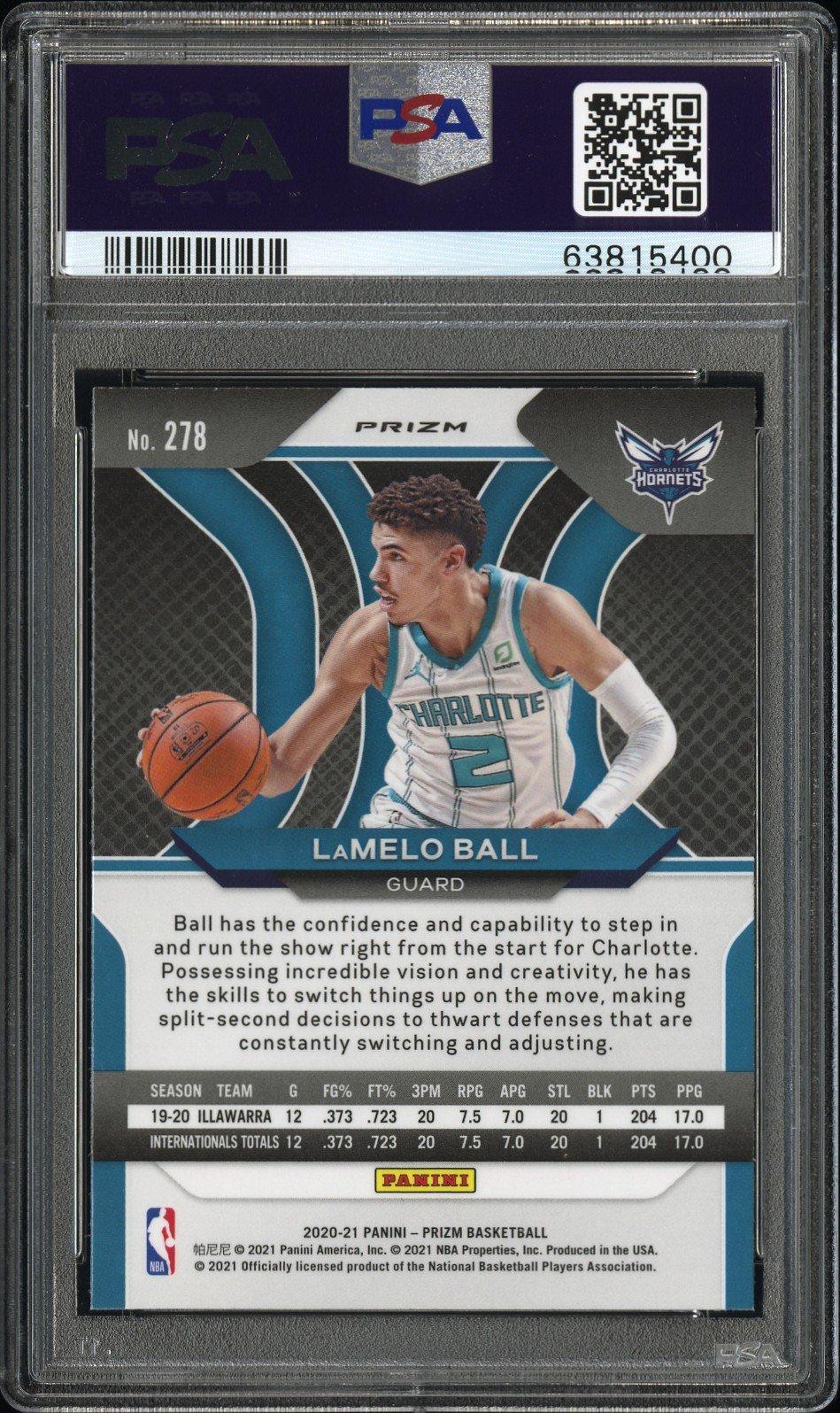 2020 Panini Prizm 278 Lamelo Ball Green Prizm PSA 10