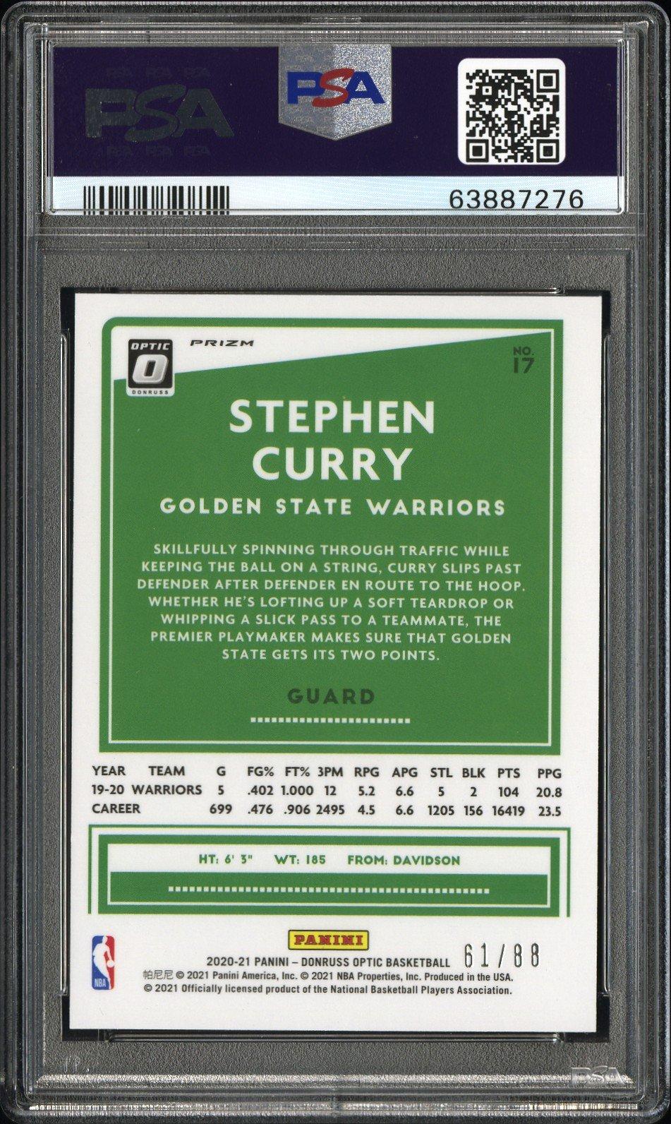 2020 Panini Donruss Optic 17 Stephen Curry Red Choice PSA 9