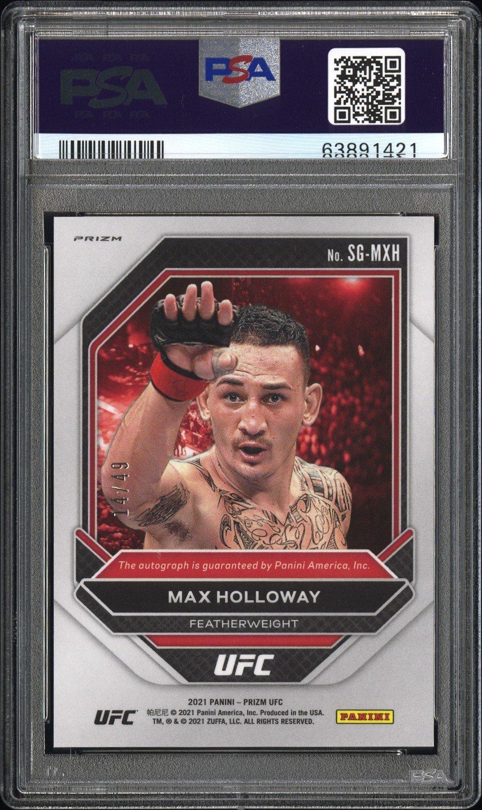 2021 Panini Prizm Ufc Signatures Sgmxh Max Holloway Red Prizm PSA 10