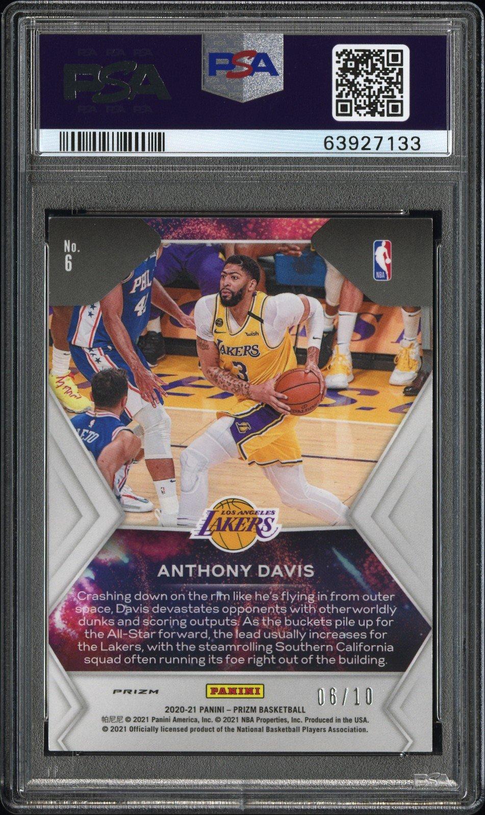 2020 Panini Prizm Fireworks 6 Anthony Davis Gold Prizm PSA 9