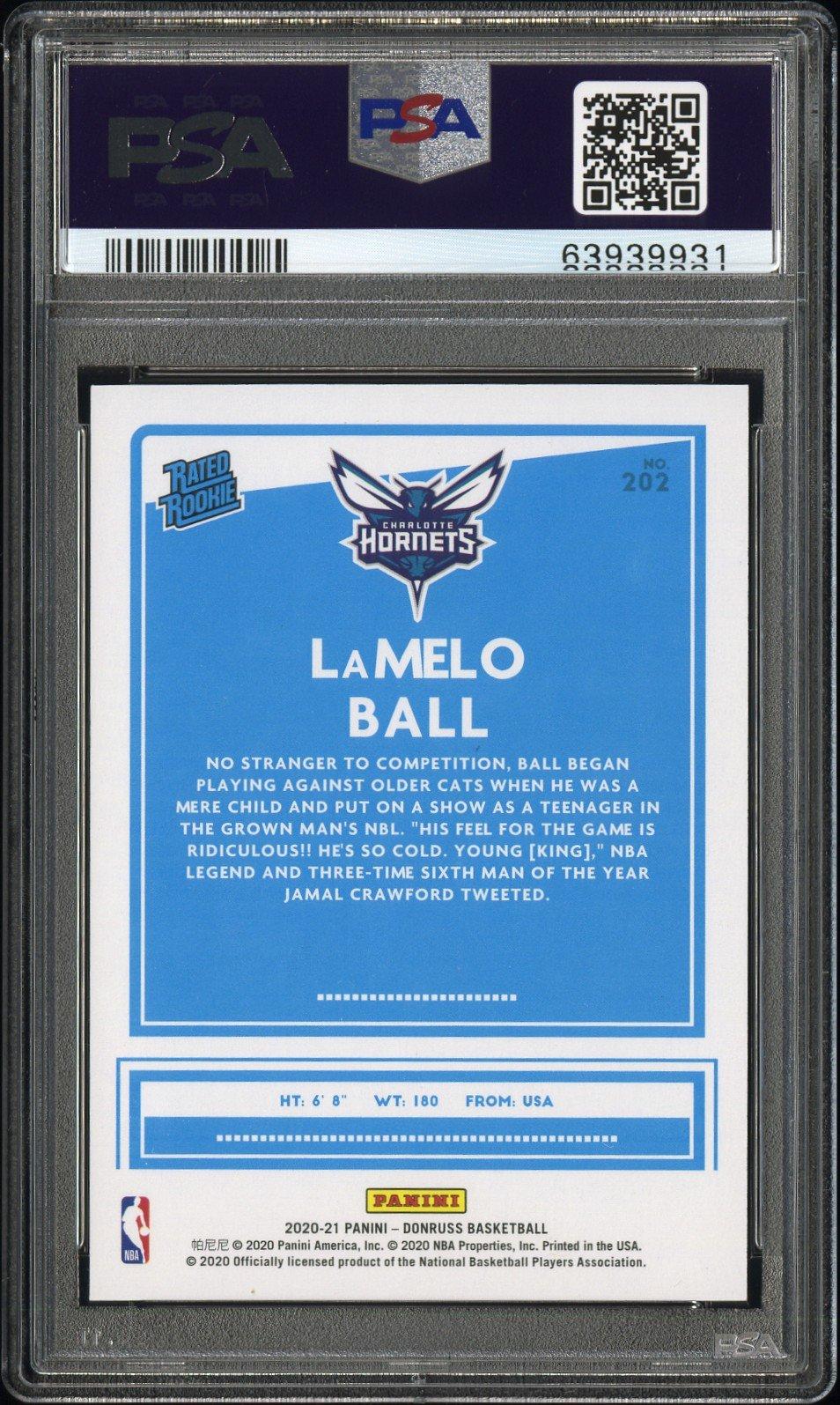2020 Panini Donruss 202 Lamelo Ball Laser PSA 10