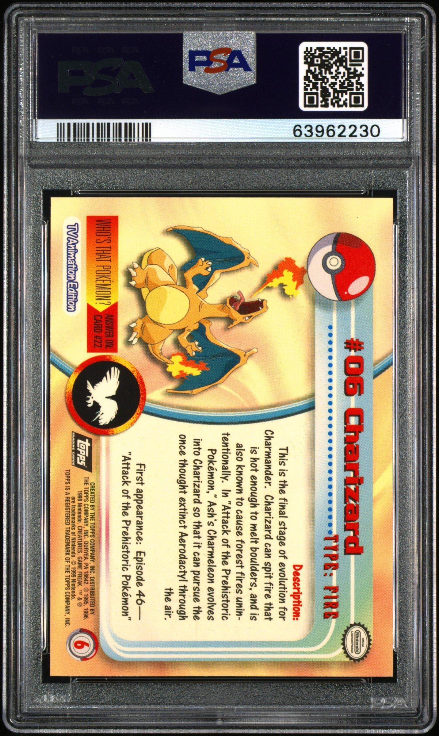 1999 Topps Pokemon Tv 6 Charizard Foil PSA