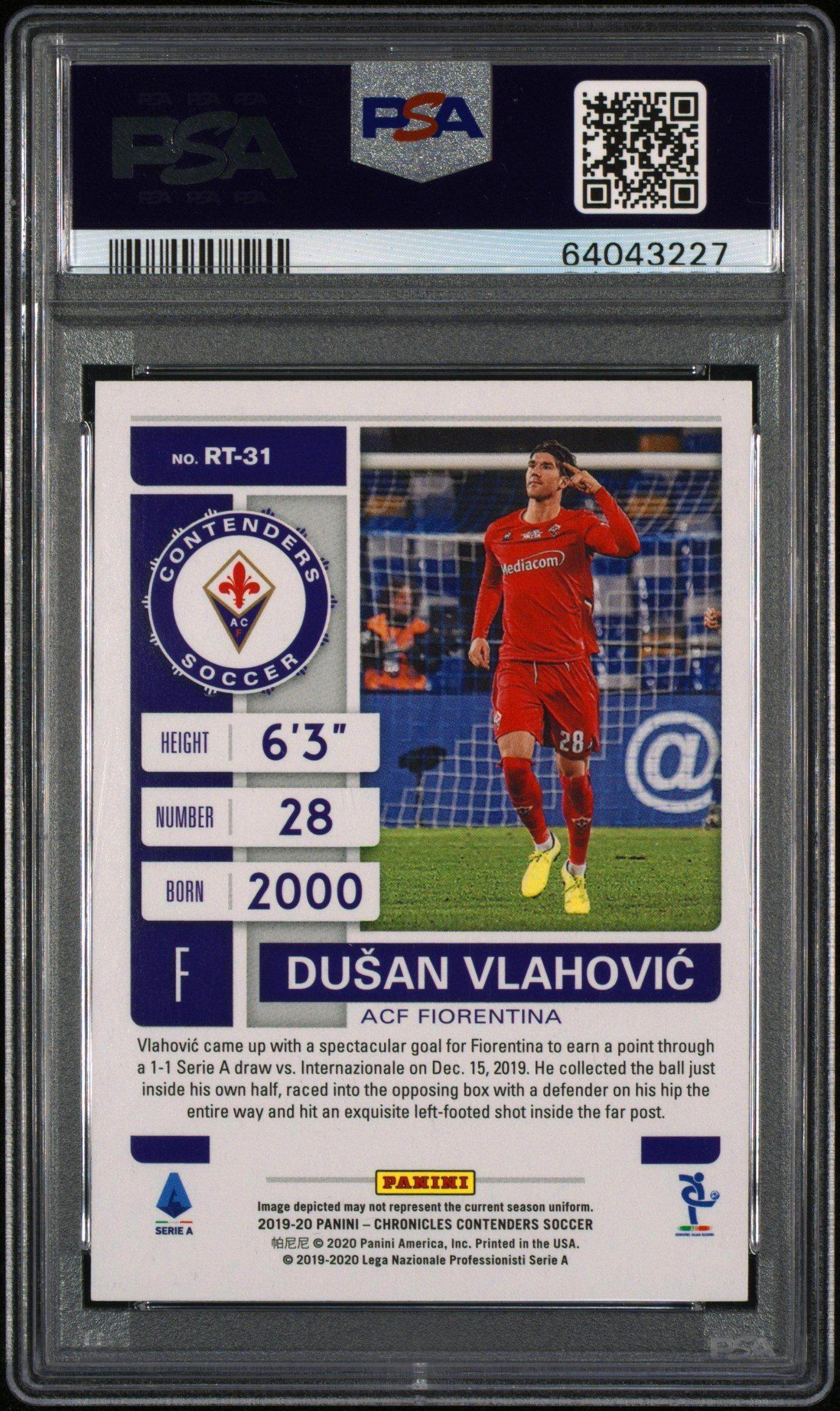 2019 Panini Chronicles Contenders Rookie Ticket Rt31 Dusan Vlahovic PSA