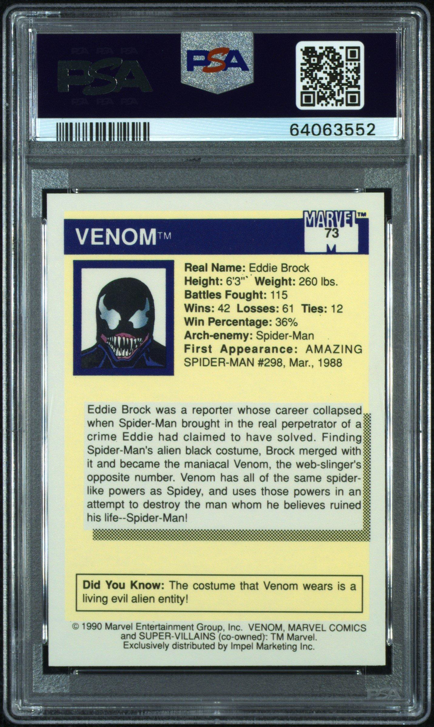 1990 Marvel Universe 73 Venom PSA 9