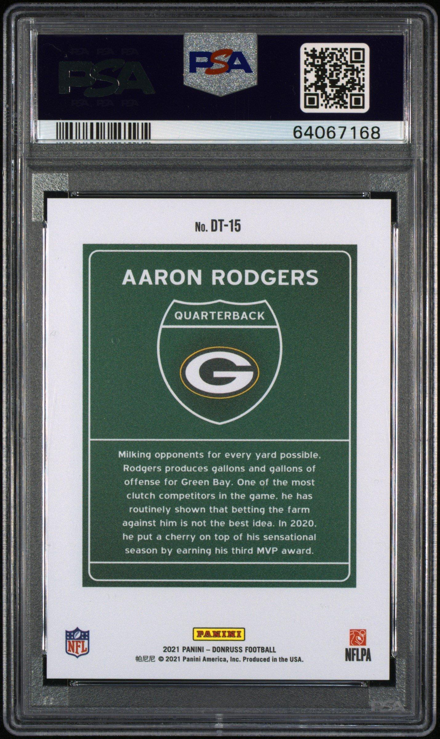 2021 Panini Donruss Downtown Dt-15 Aaron Rodgers PSA 10