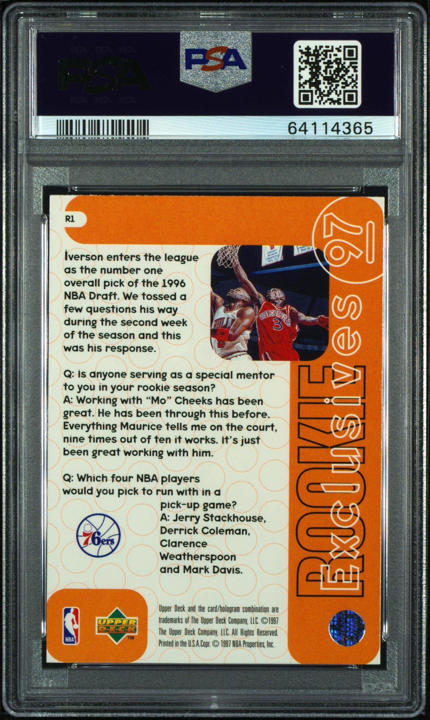 1996 Upper Deck Rookie Exclusives R1 Allen Iverson PSA