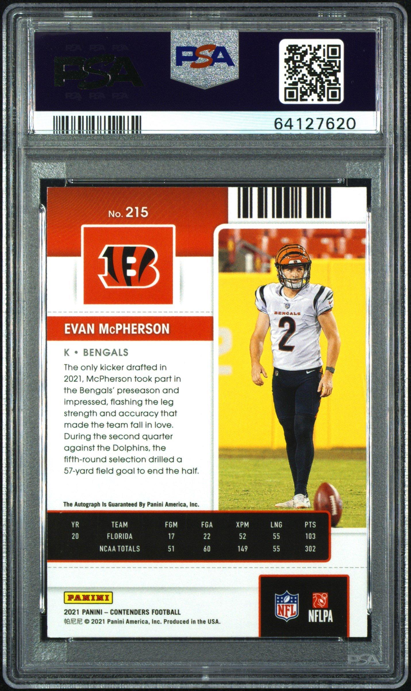 2021 Panini Contenders 215 Evan Mcpherson Autograph PSA 9