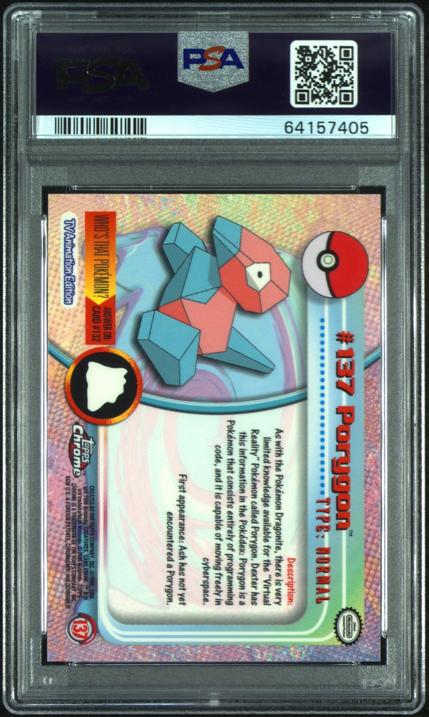 2000 Topps Chrome Pokemon T.v. 137 Porygon PSA 10 Graded Card