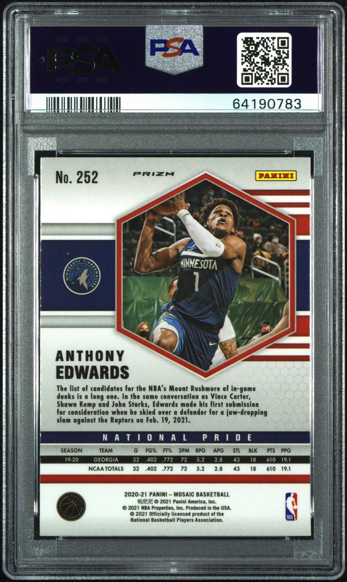 2020 Panini Mosaic Anthony Edwards Reactive Blue PSA