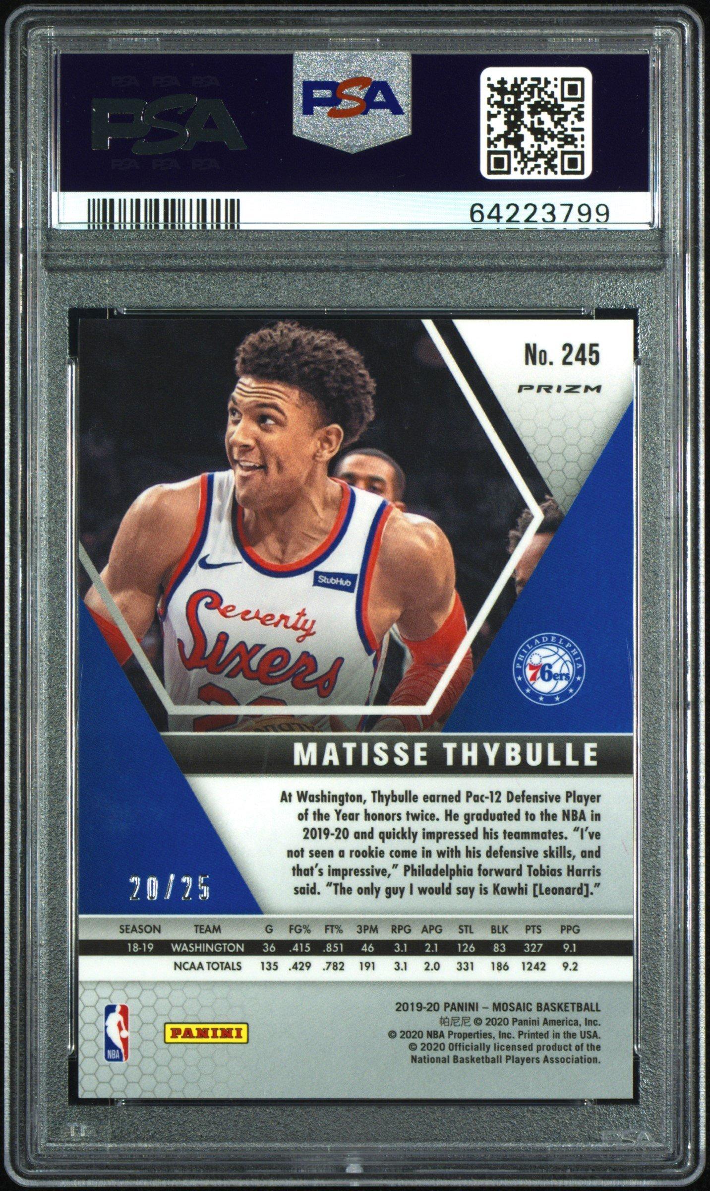 2019 Panini Mosaic 245 Matisse Thybulle White Mosaic PSA 10