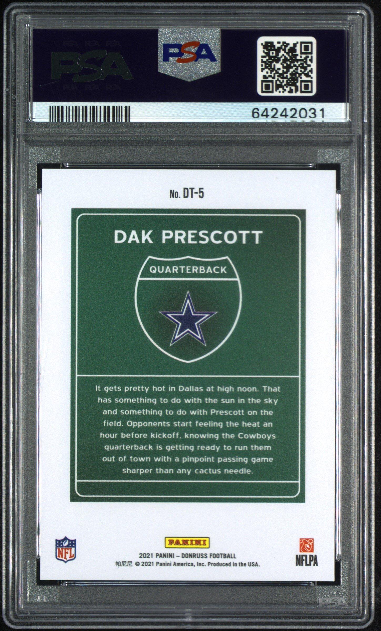 2021 Panini Donruss Downtown Dt-5 Dak Prescott PSA 10