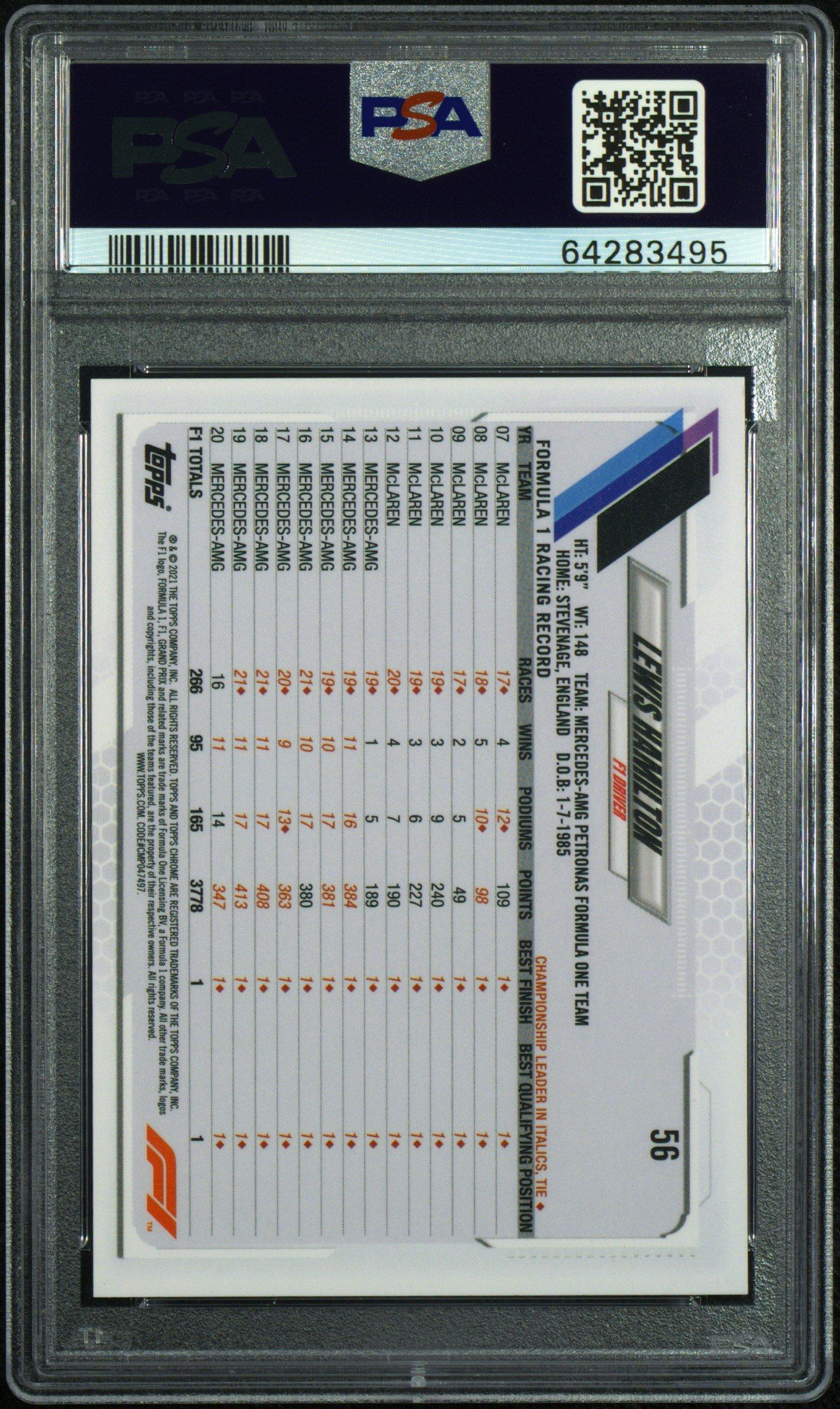 Topps Chrome Formula 1 Lewis Hamilton / Refractor PSA