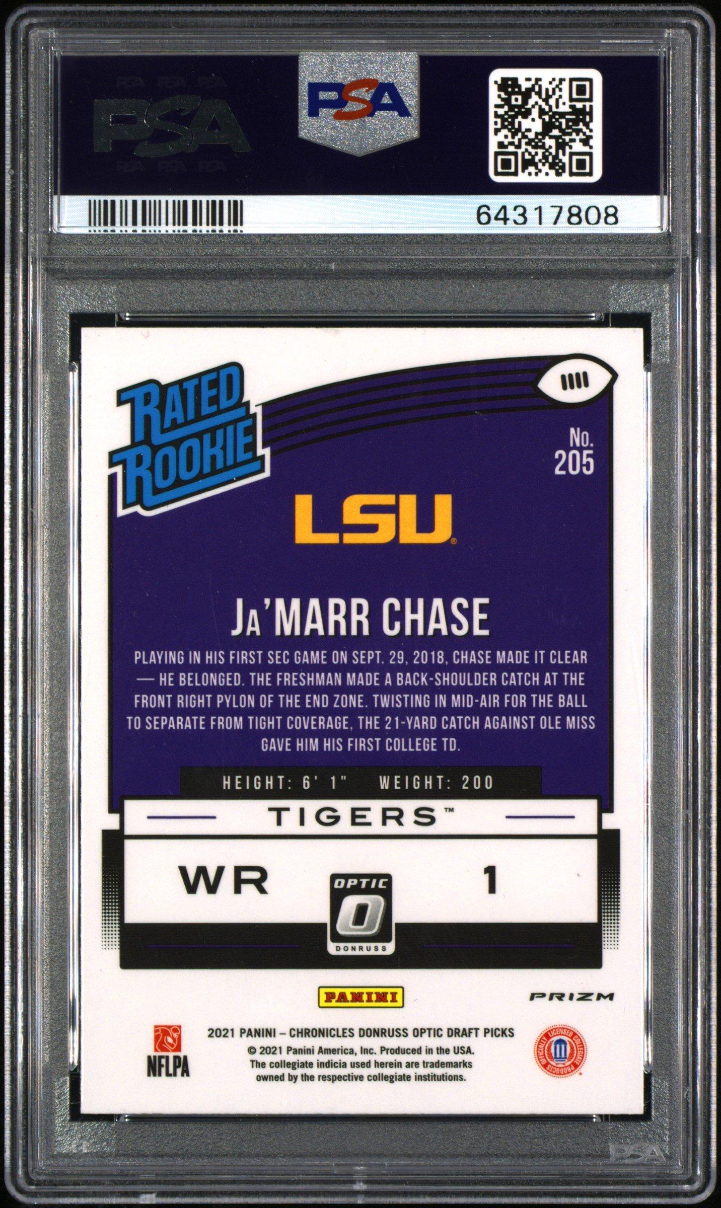 2021 Panini Chronicles Draft Picks 205 Ja'marr Chase PSA