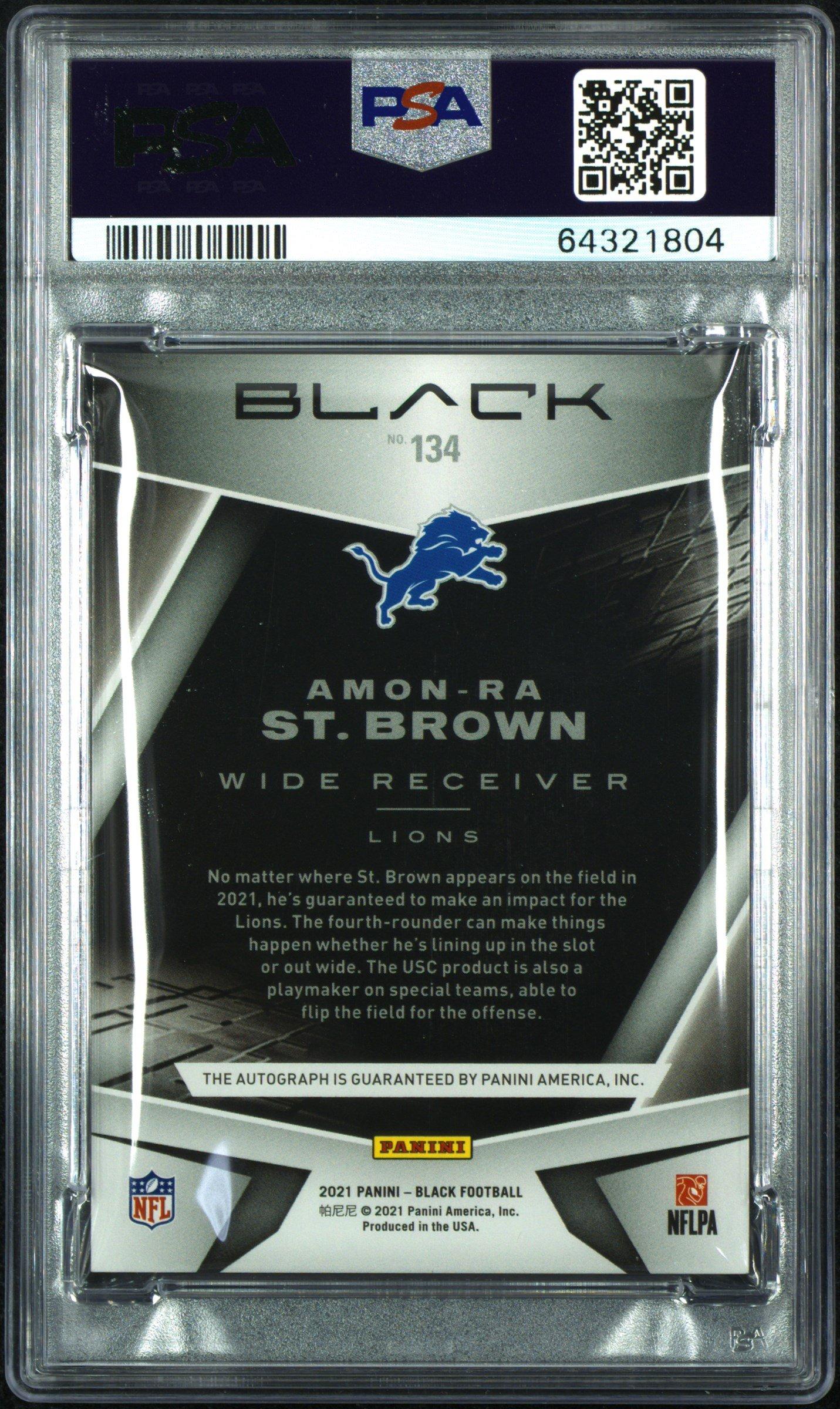 2021 Panini Black 134 Amon-ra St. Brown Autograph PSA 9