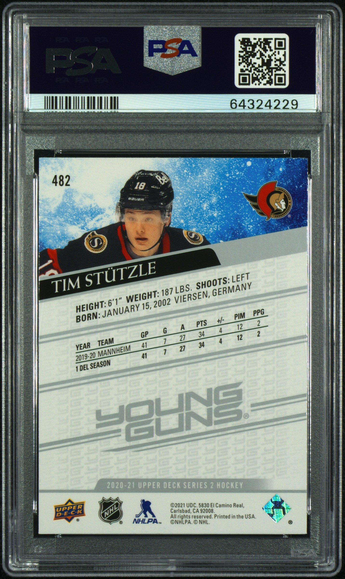 2020 Upper Deck 482 Tim Stutzle PSA 9