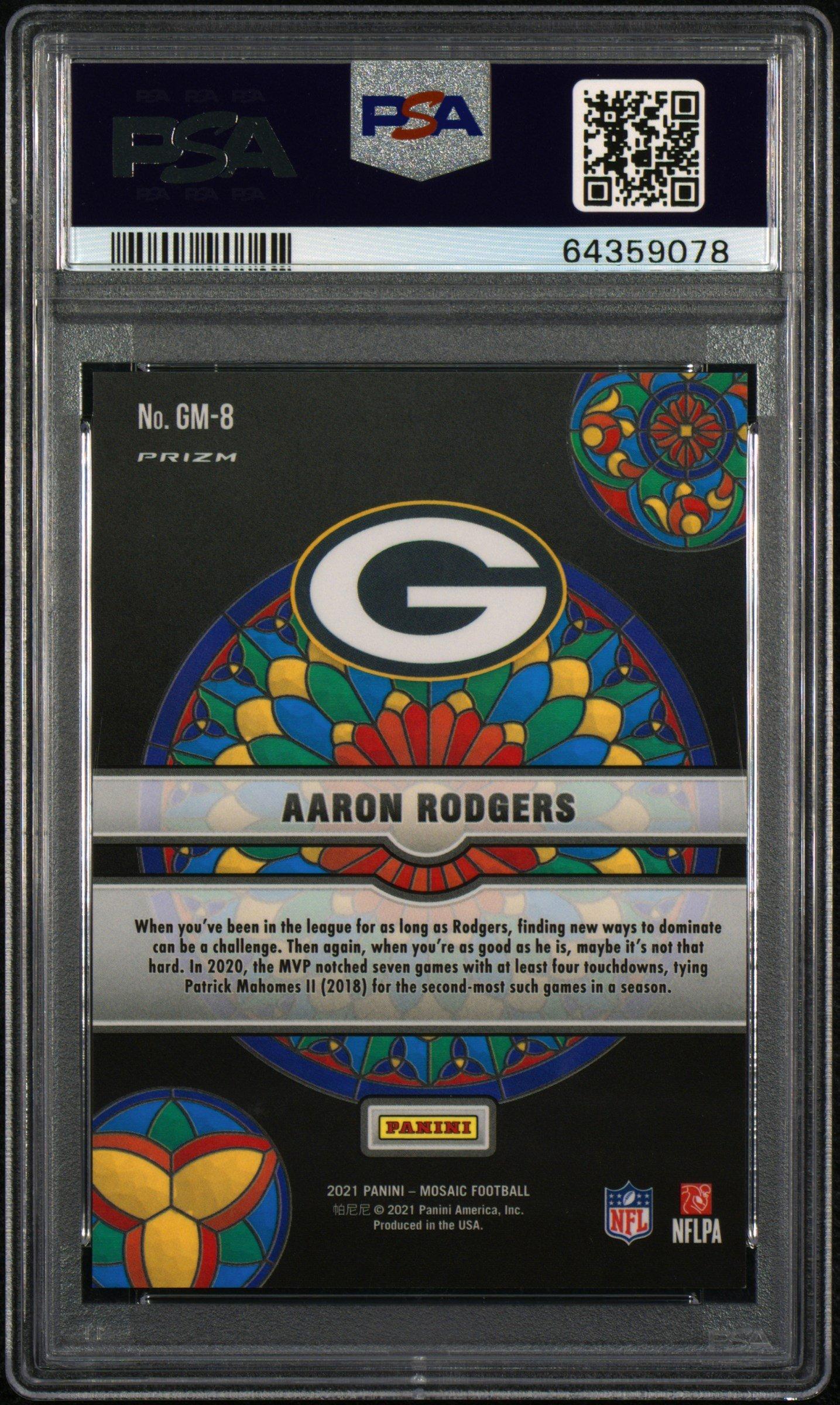 2021 Panini Mosaic Glass Mosaic Gm8 Aaron Rodgers PSA 10