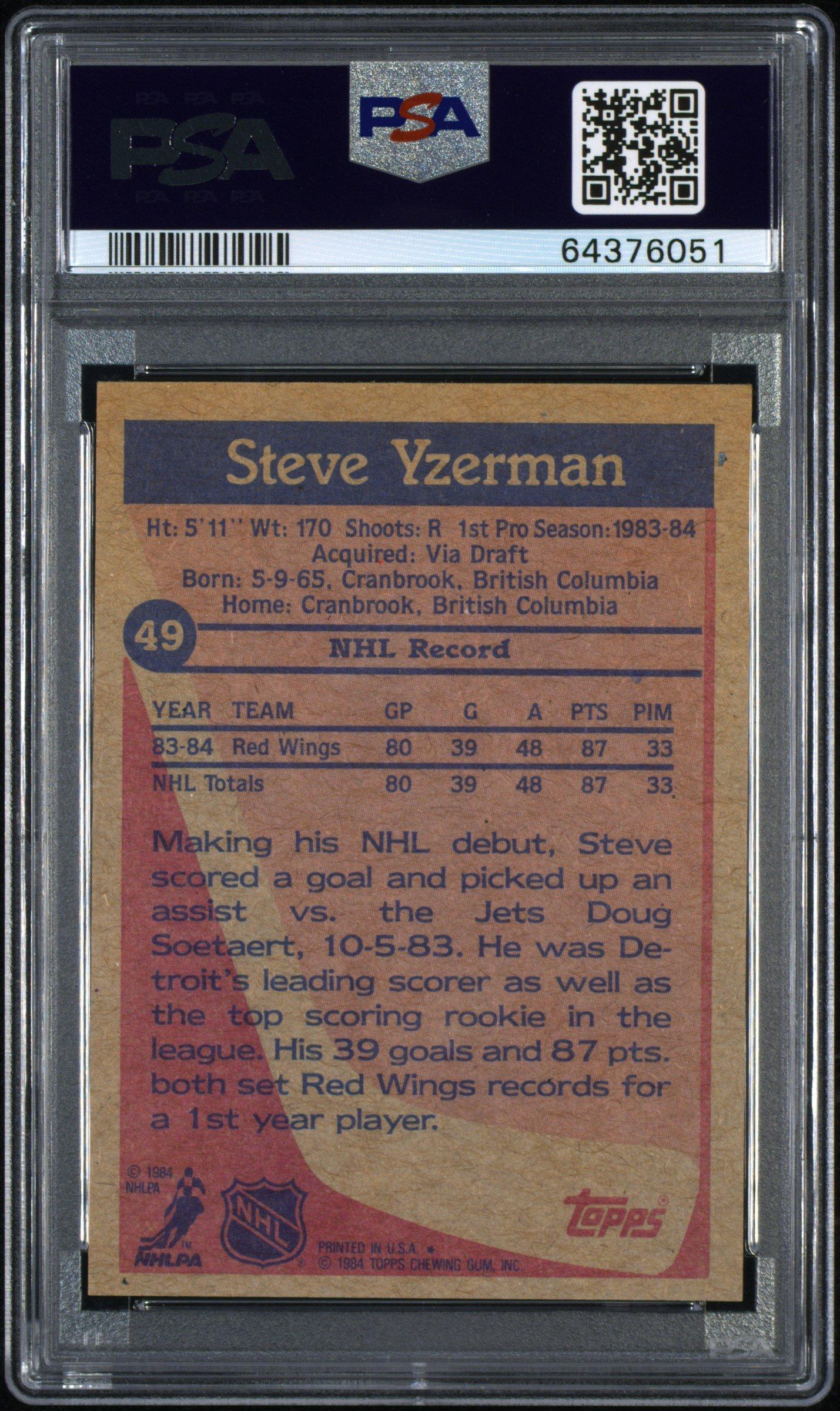 1984 Topps 49 Steve Yzerman PSA 8 Graded Card | GameStop