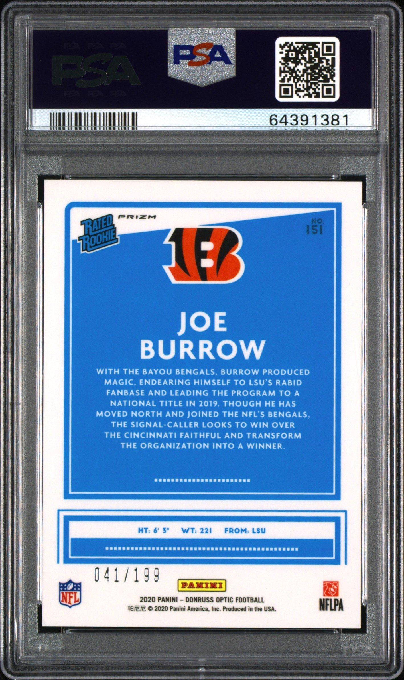 2020 Panini Donruss Optic 151 Joe Burrow Wave PSA 10