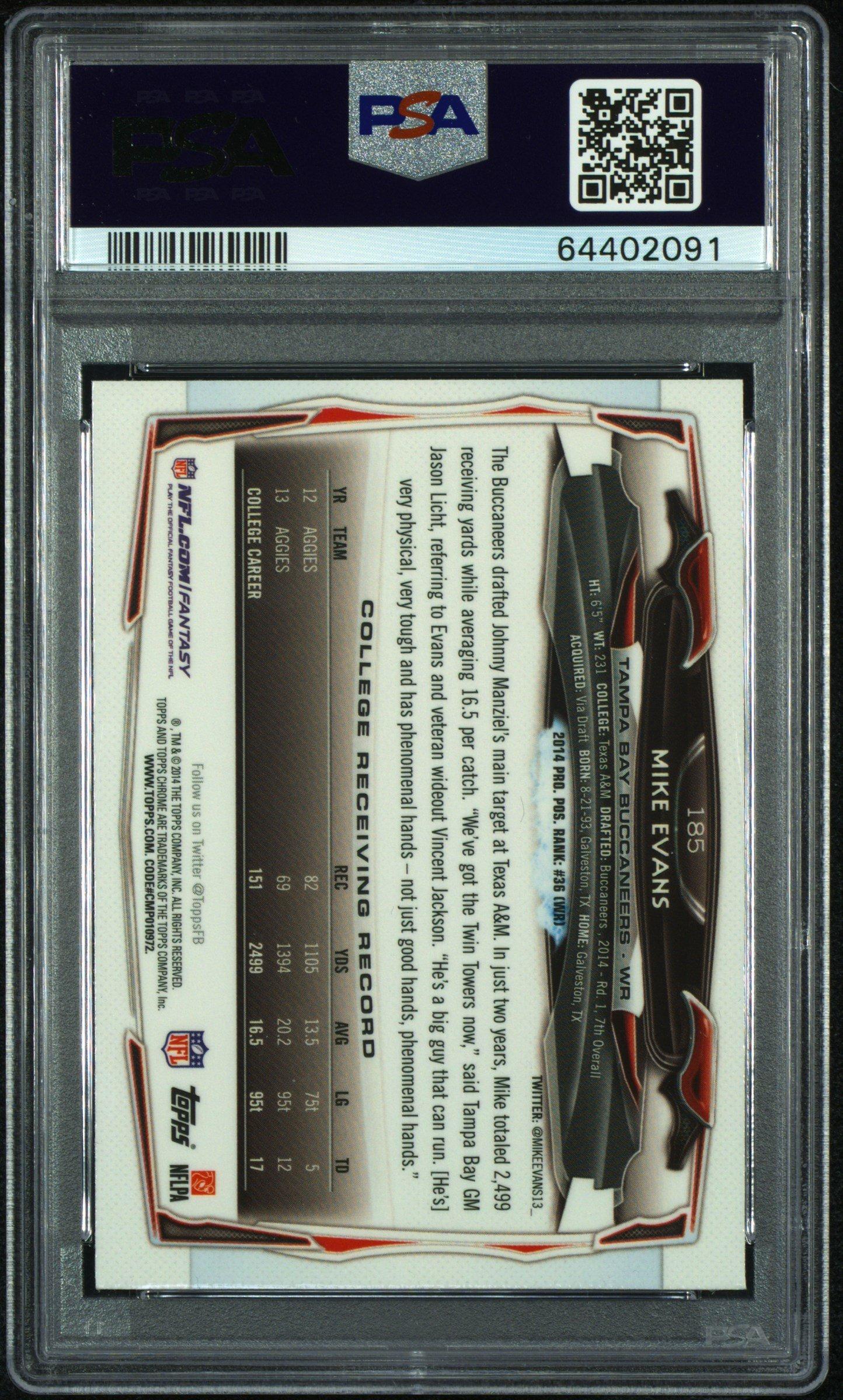 2014 Topps Chrome 185 Mike Evans PSA