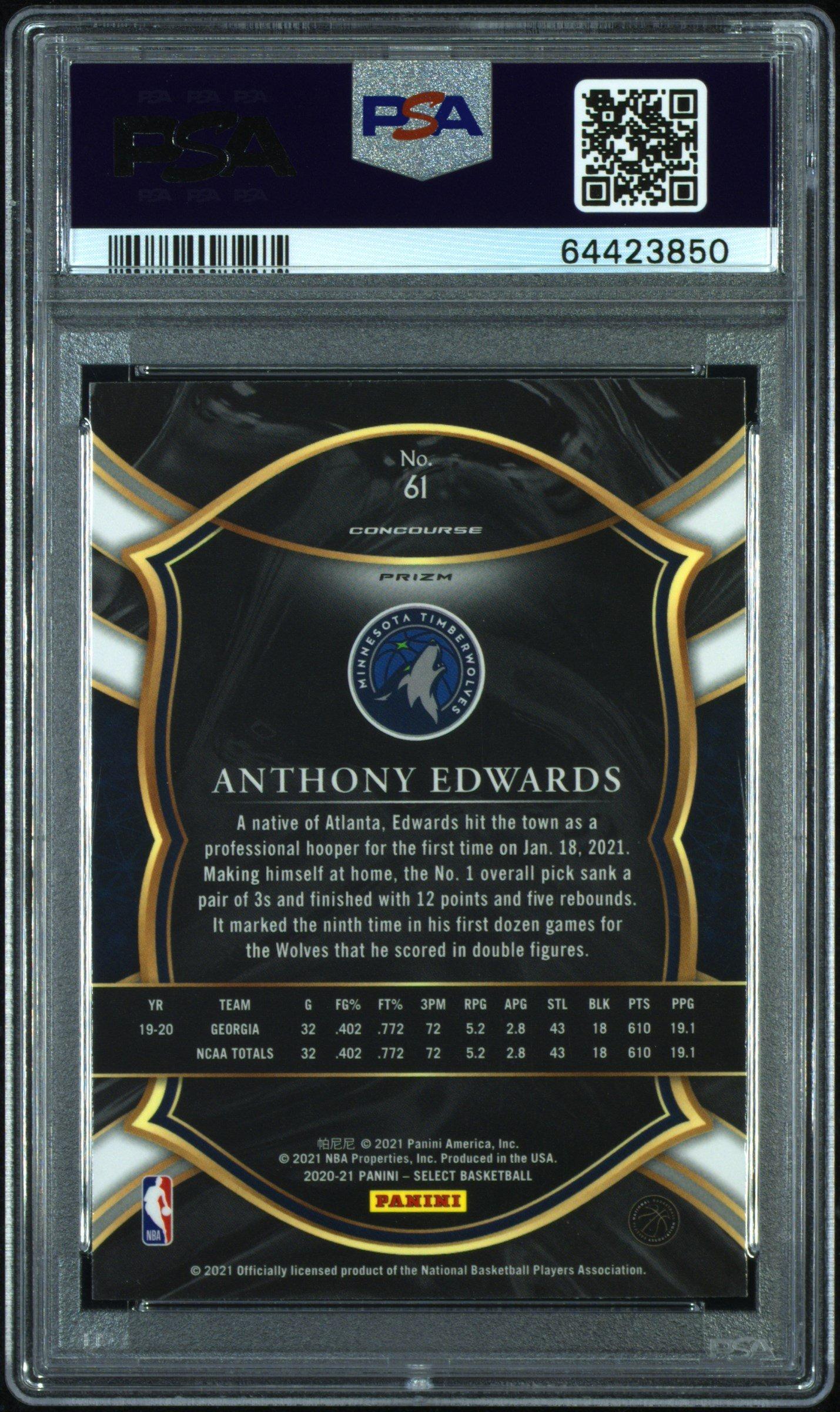 Panini Select Anthony Edwards Blue Prizm PSA
