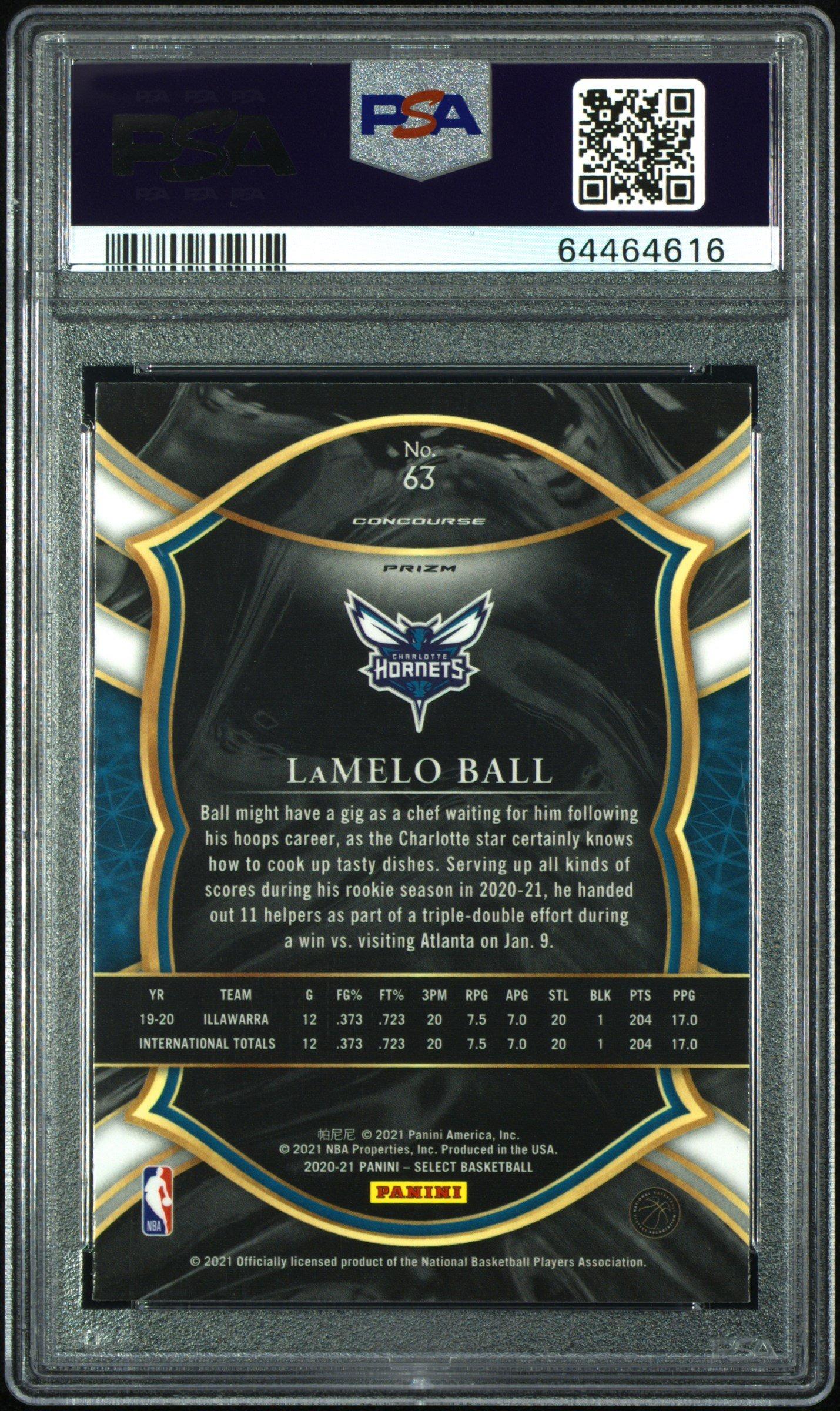 2020 Panini Select 63 Lamelo Ball Blue Prizm PSA 10