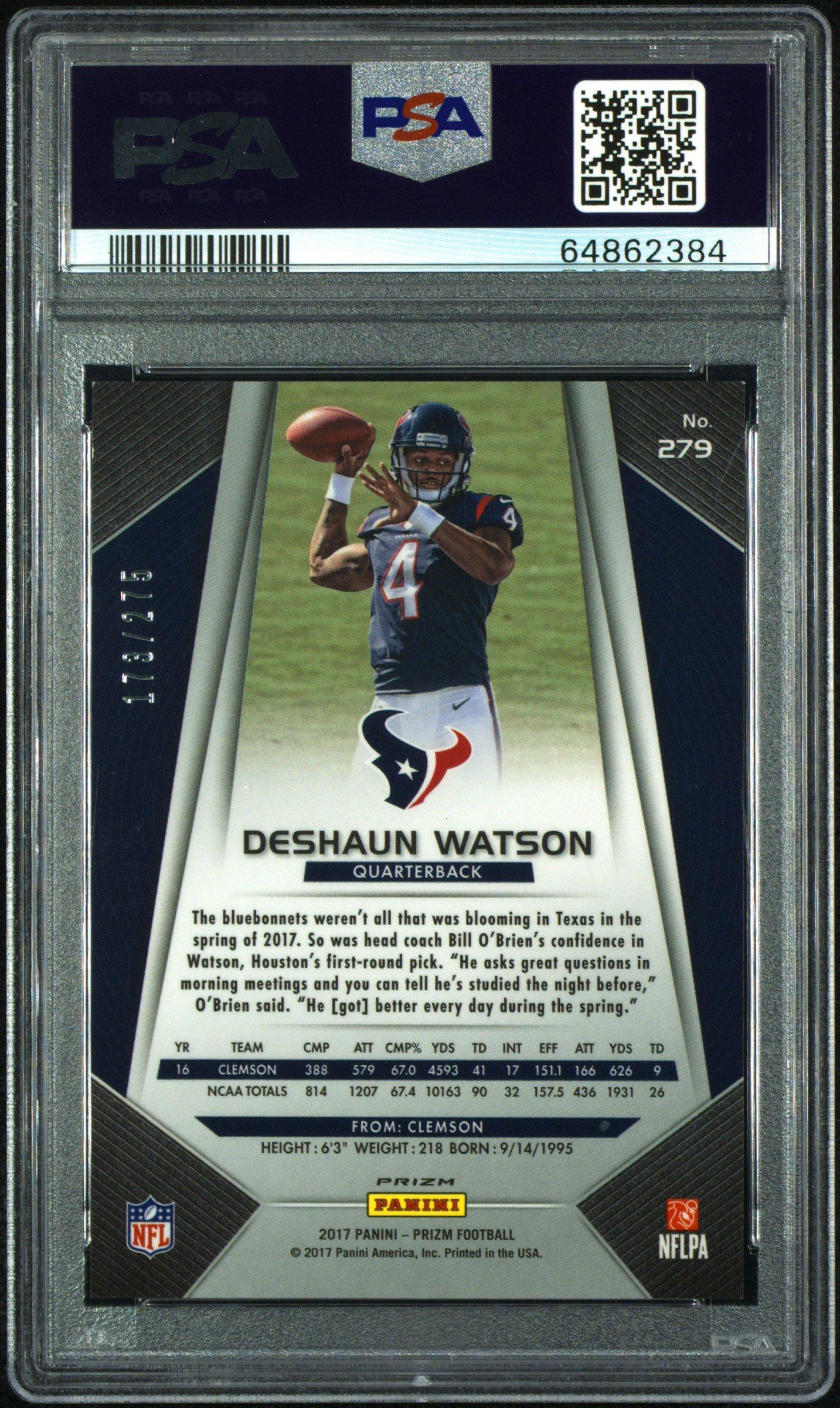 2017 Panini Prizm 279 Deshaun Watson PSA 9
